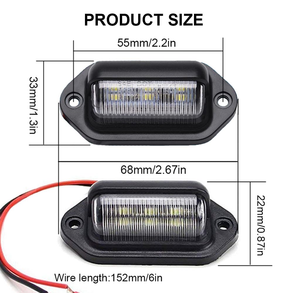 Jedew 2 Pack License Plate Light, 12V 6-Smd Led License Plate Lamp Taillight For Truck Suv Trailer Van, Step Courtesy Lights, Do