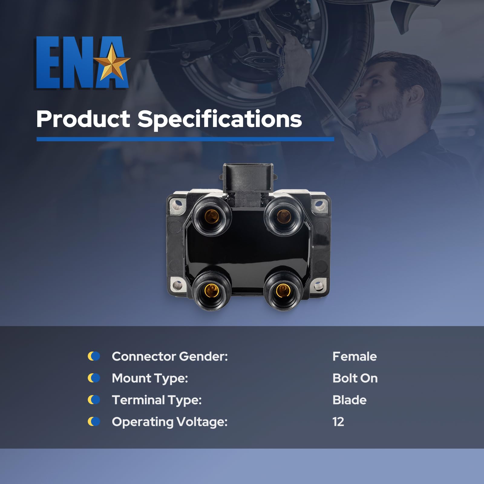 ENA Set of 2 Ignition Coil Pack Compatible with Ford Lincoln Mazda Mercury F150 F250 Contour E150 Escort Explorer Mustang Ranger