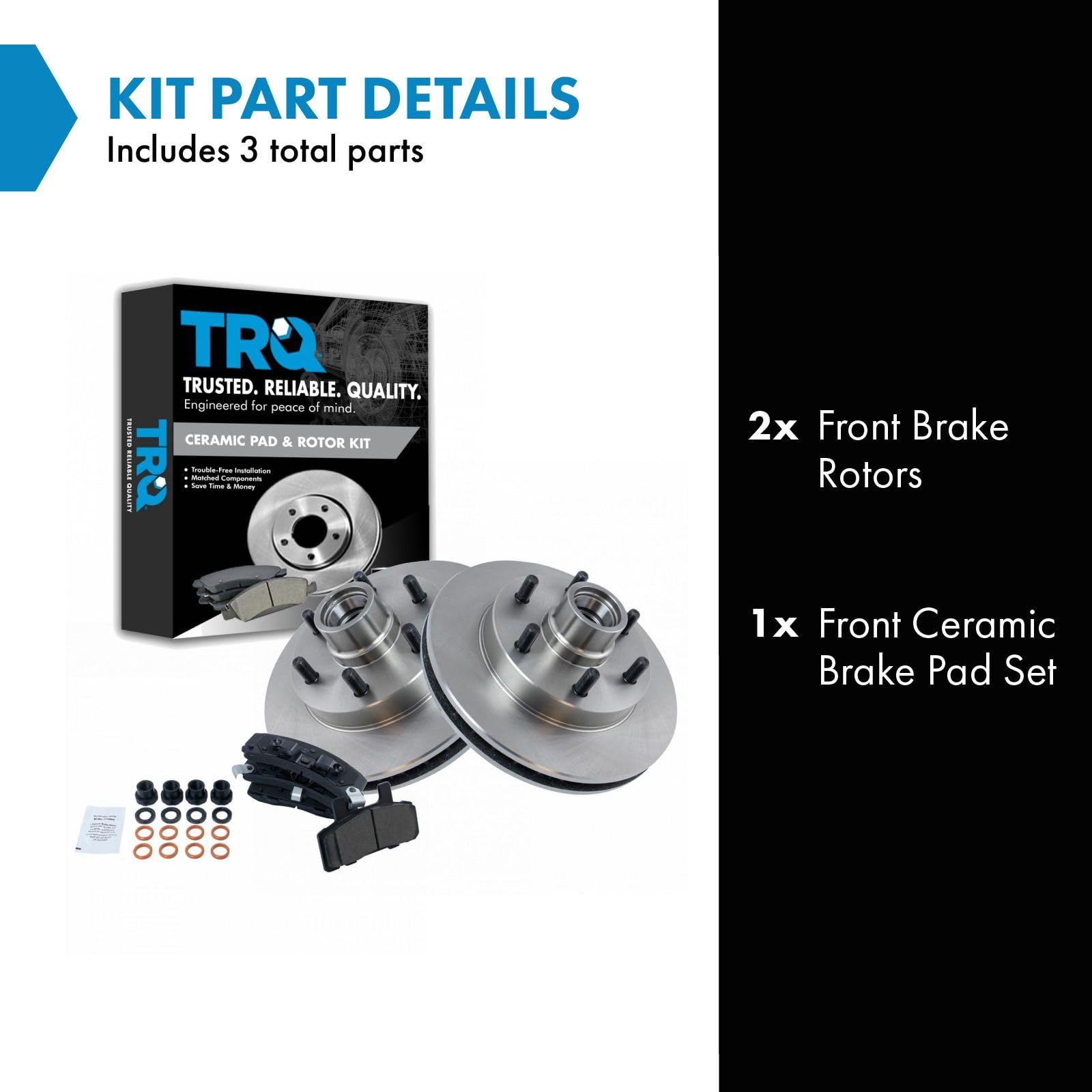 Trq Front Brake Pad & Rotor Kit Brake Pads Brake Rotor Ceramic Compatible With 1995-1998 Chevrolet C2500 1996-2002 Express 2500
