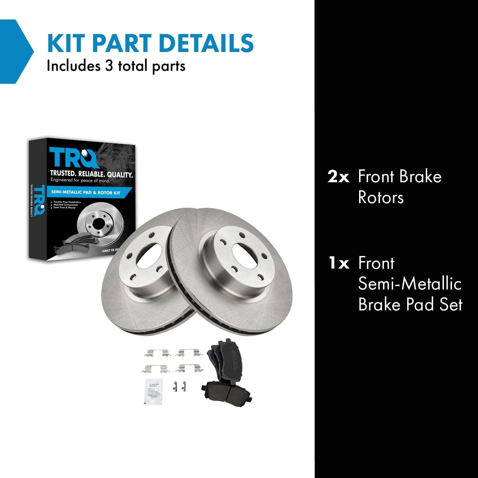 Trq Front Brake Pad & Rotor Kit Brake Pads Brake Rotor Semi-Metallic Compatible With 1998-2002 Subaru Forester 1998-2001 Impreza