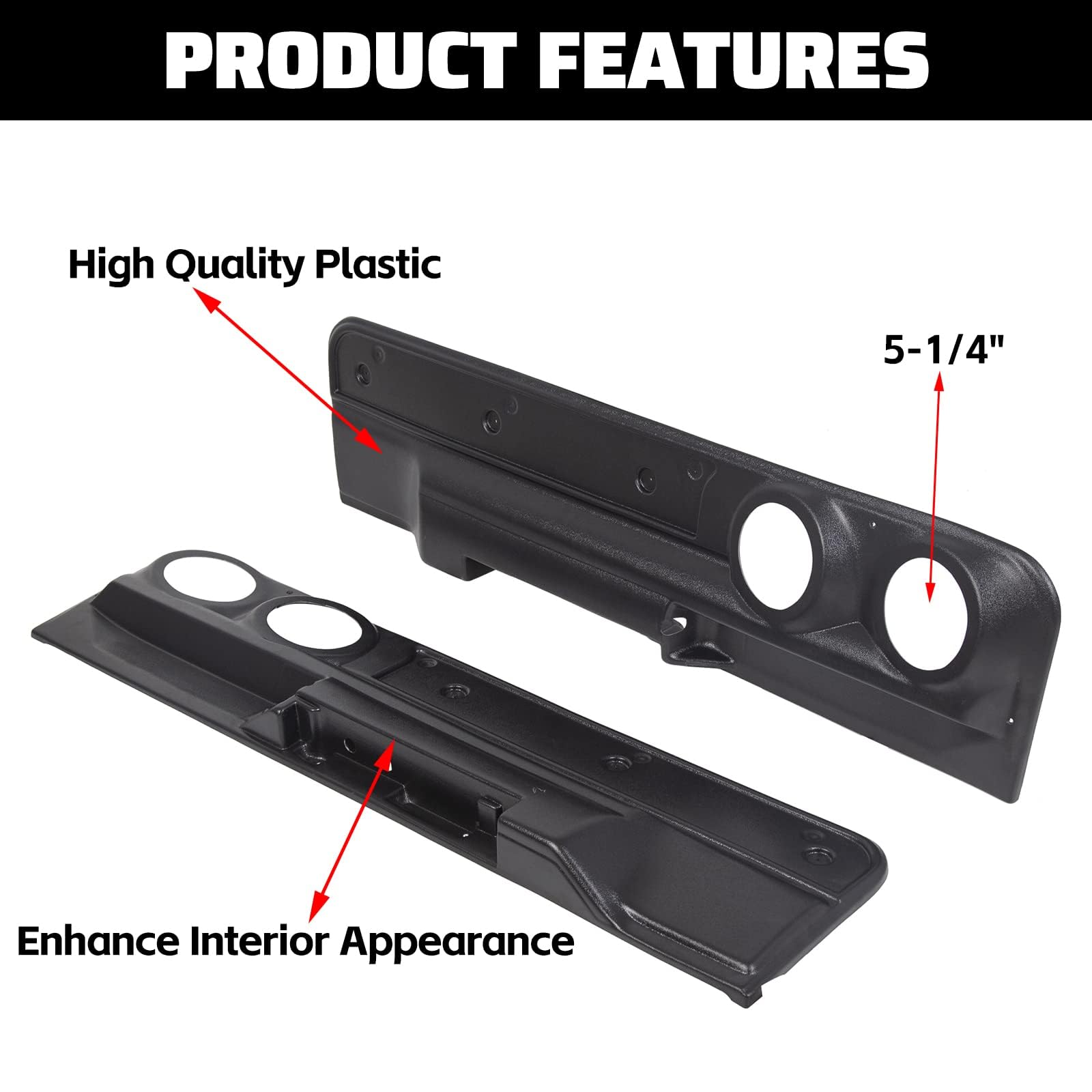 Kuafu Lower Door Panel Set 2-Speaker Door Panel Compatible With 1978-1988 Monte Carlo Malibu (2Dr) & El Camino Cutlass Regal