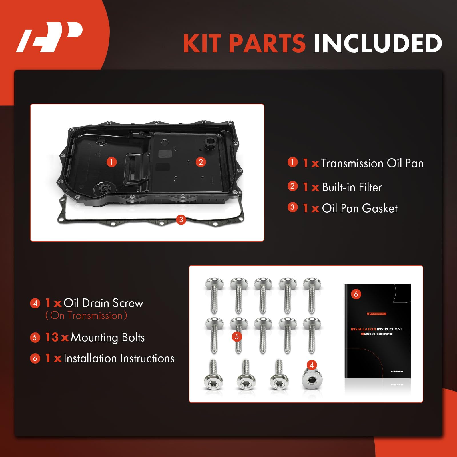 A-Premium Transmission Oil Pan With Gasket & Drain Plug Compatible With Ram 1500 2500 3500 & Jeep Grand Cherokee & Dodge Charger