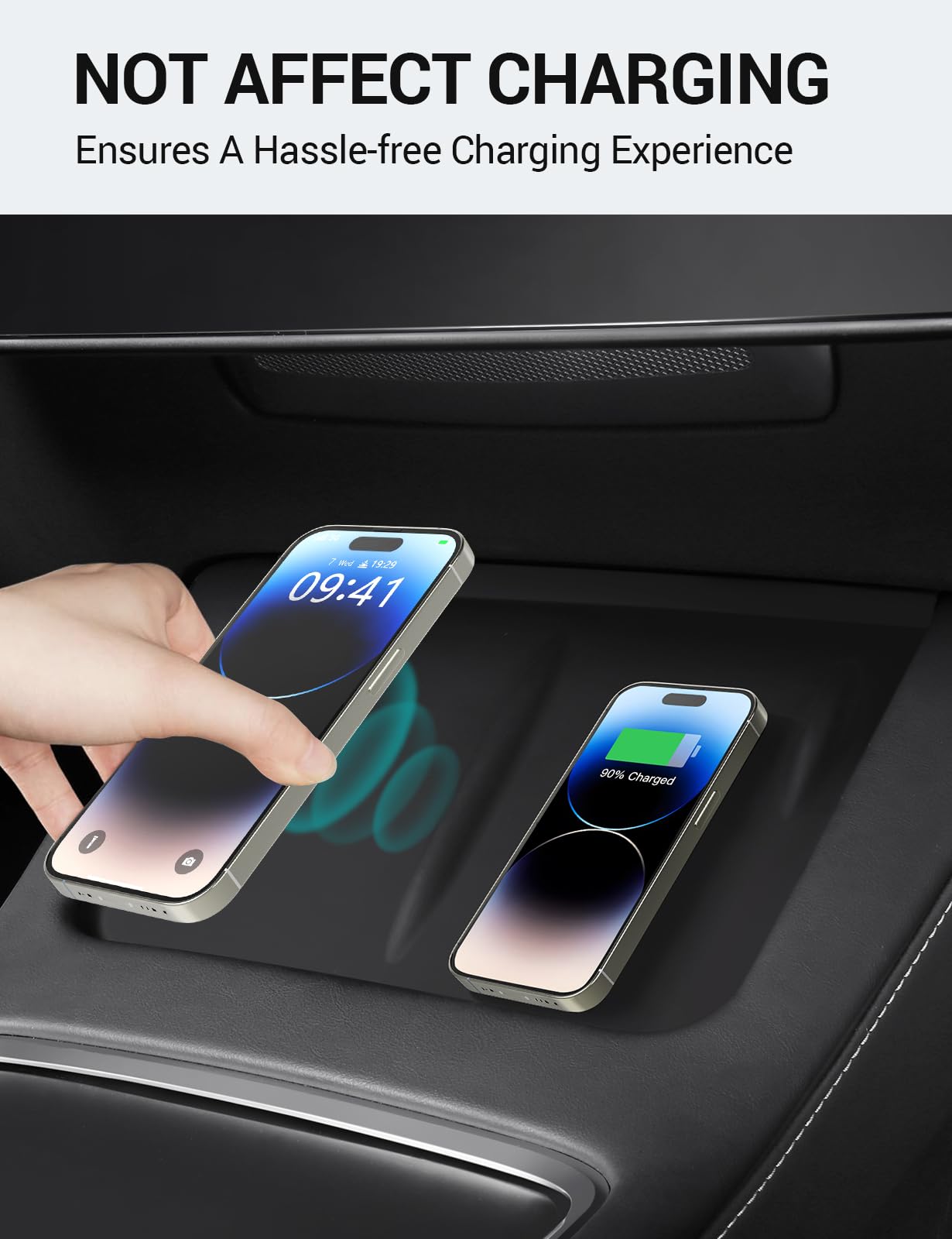 Basenor Tesla Model Y Model 3 Center Console Wireless Charger Mat Silicone Mat Wireless Charging Phone Pad For Tesla Interior Ac
