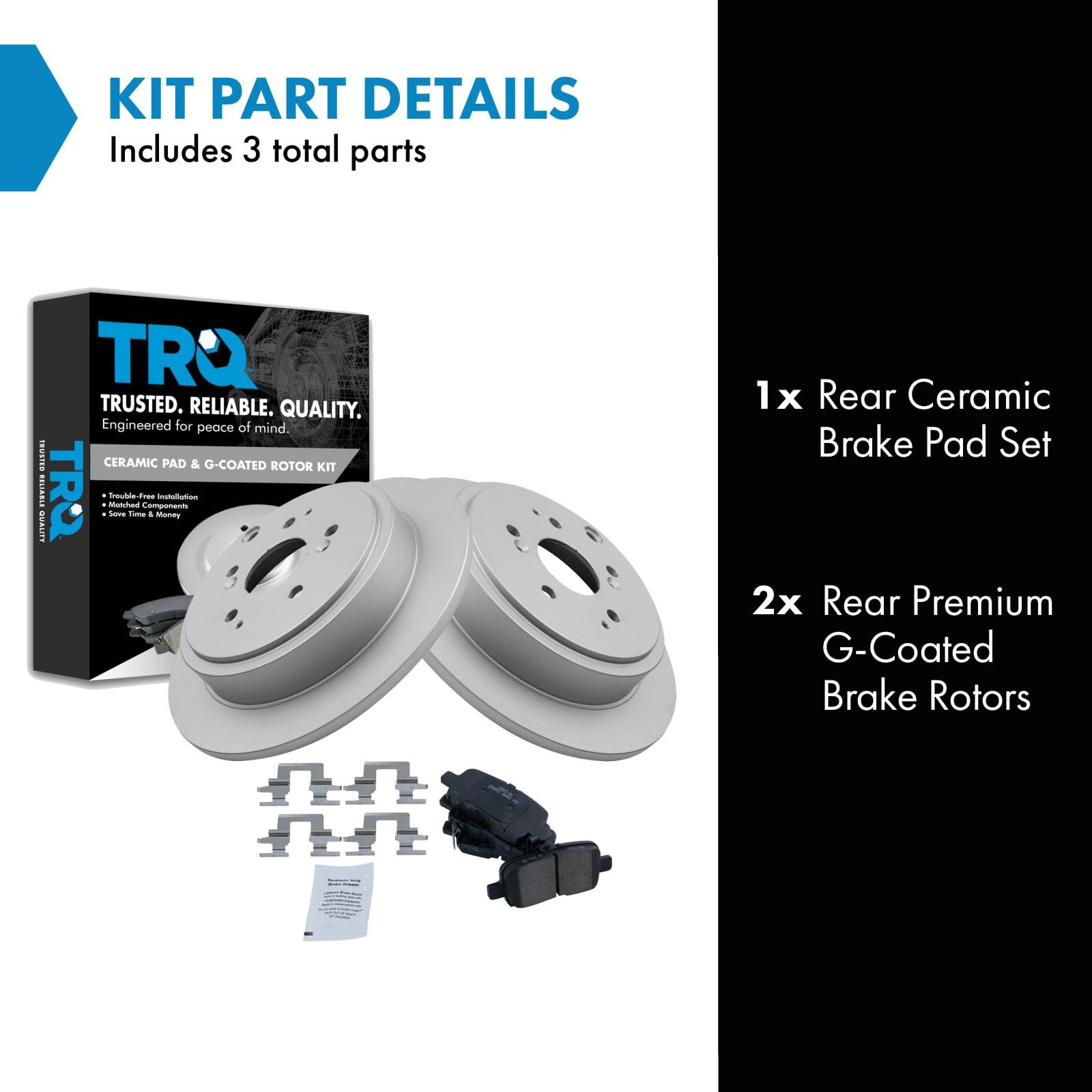 Trq Rear Brake Pad & Rotor Kit Brake Pads Brake Rotor Ceramic Premium G-Coated Compatible With 2001-2006 Acura Mdx 2003-2008 Hon