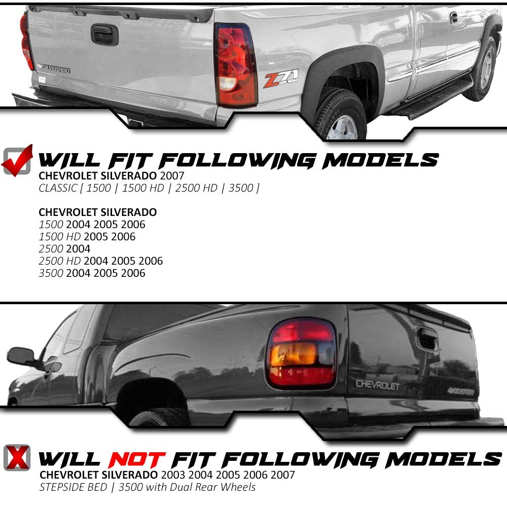 Epic Lighting Oe Style Halogen Tail Lights W/Bulbs & Harness Assembly Replacement For Chevrolet 04-07 Silverado 1500 [ Gm2800174 Gm2801174 15273473 15273472 ] Pair