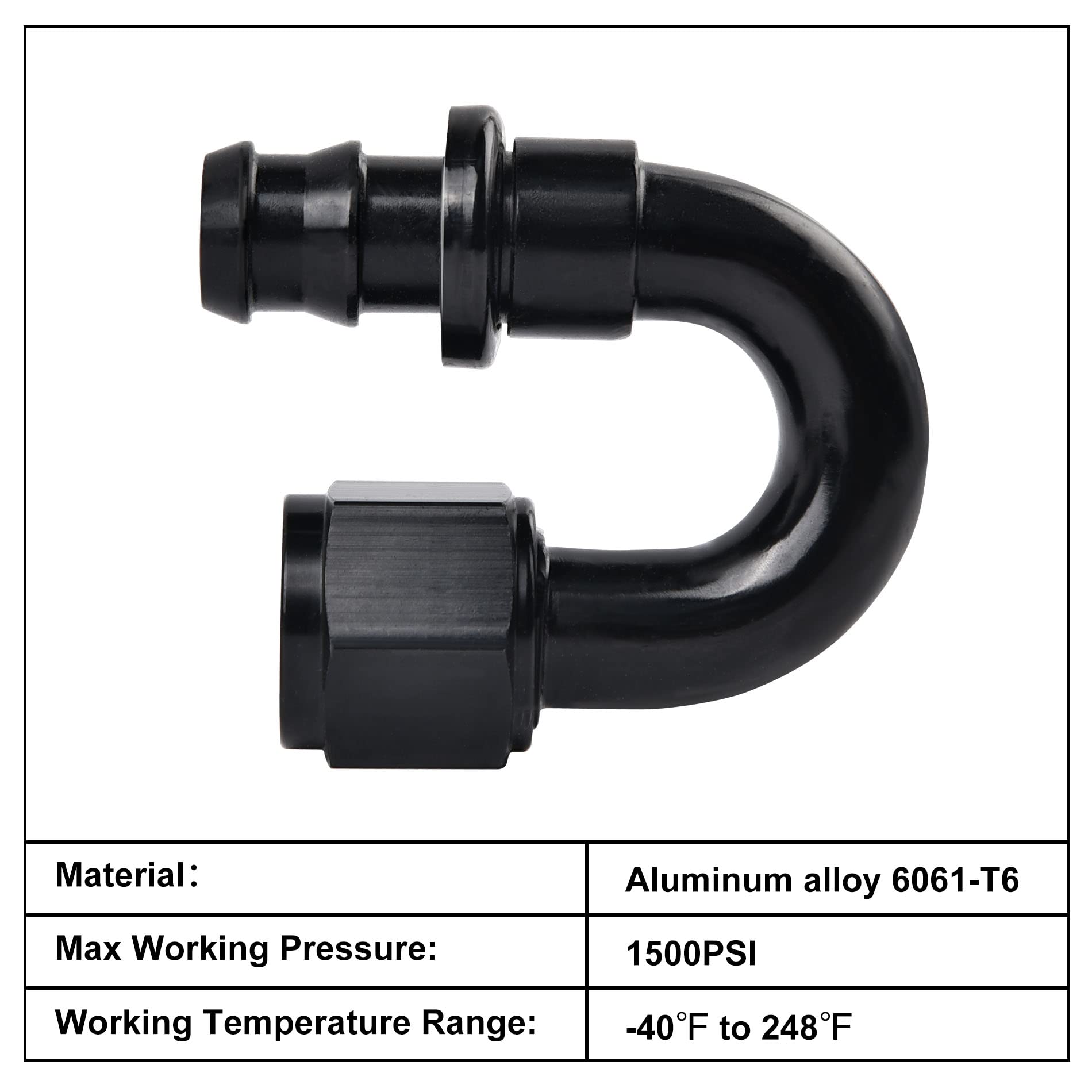 Evil Energy 8An 180 Degree Push Lock Hose Fitting End Black