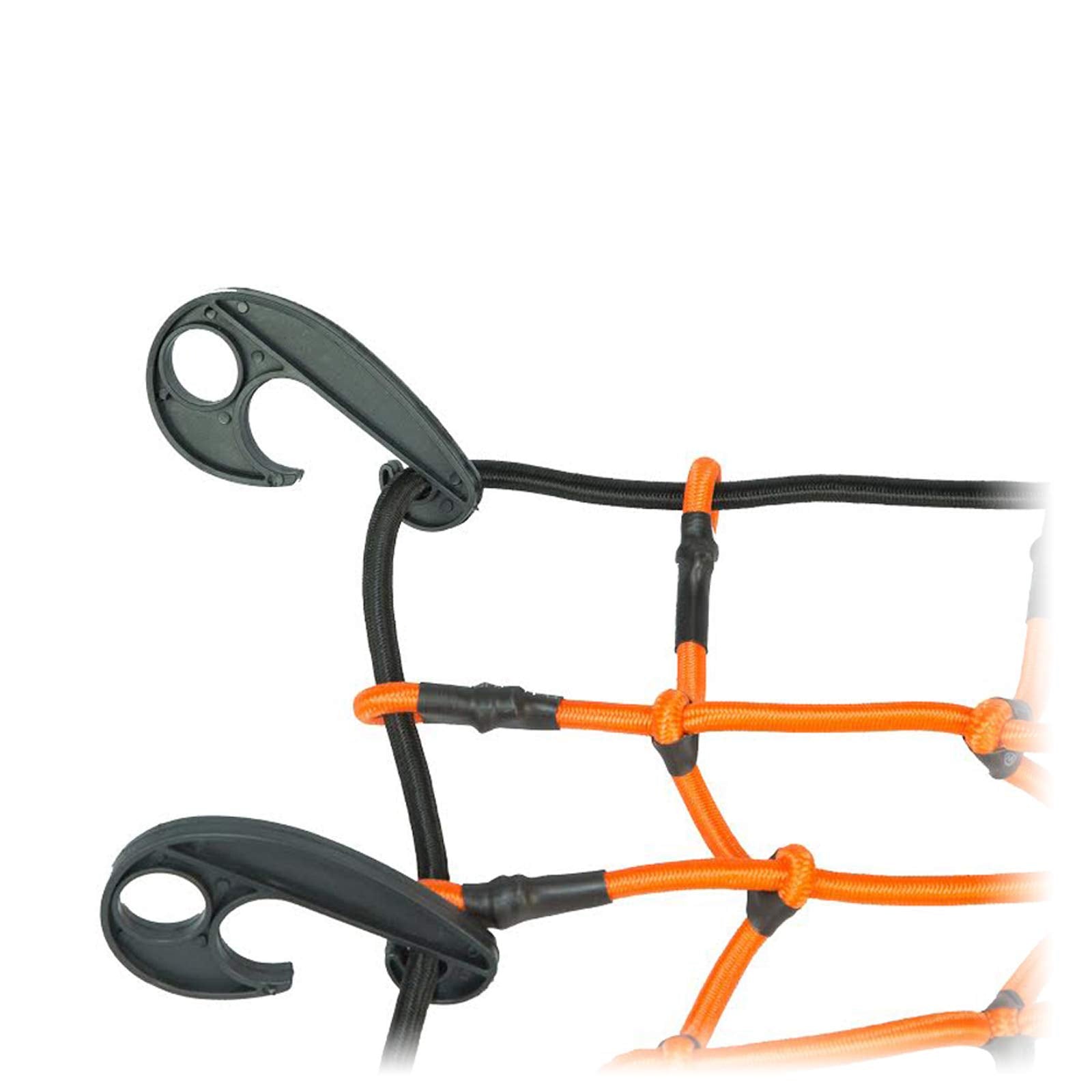 Heininger 4249 StretchWeb Cargo Net, 12 x 12, Orange, with Hooks & Bag - Perfect for Securing Cargo and Luggage