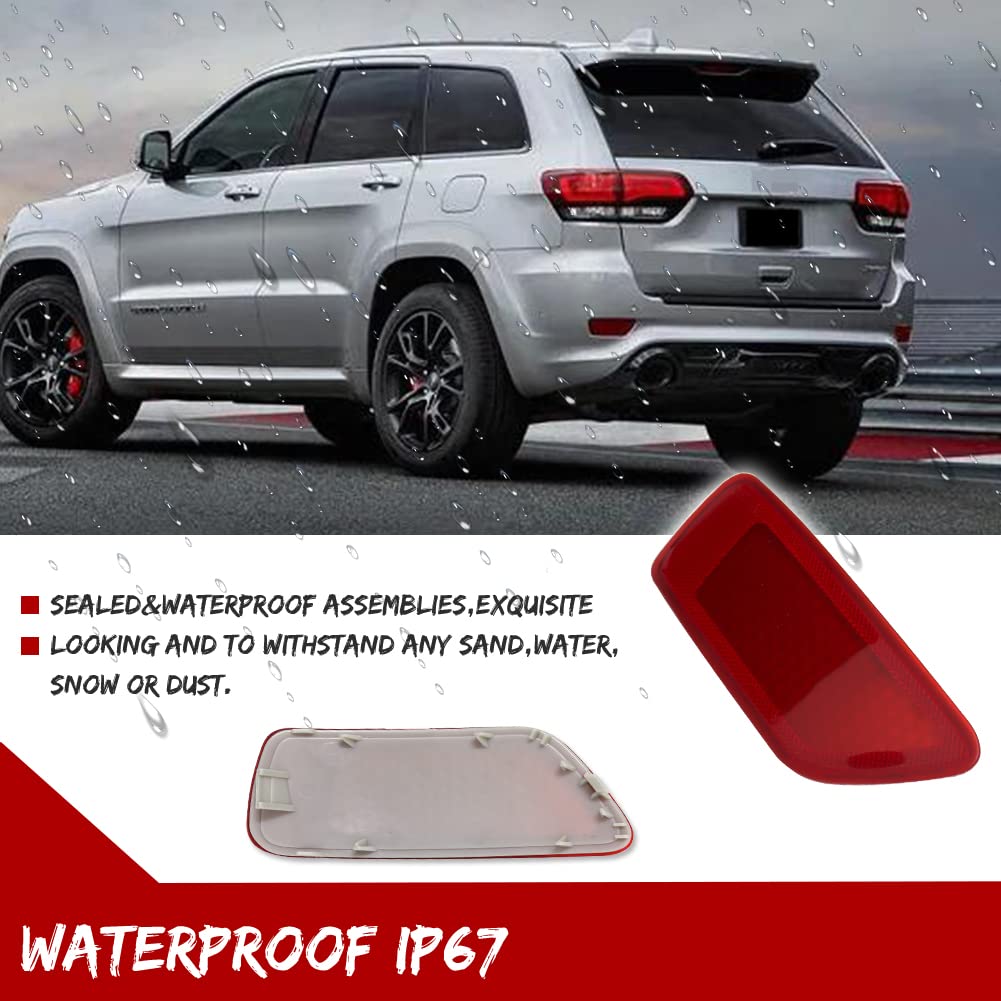 Gtinthebox Red Lens Rear Bumper Reflector Light Lamp Compatible With Jeep Grand Cherokee 2012-2018, Patriot 2013-2017, Compass 2011-2016,Dodge Journey 2012-2020, Pack Of 2