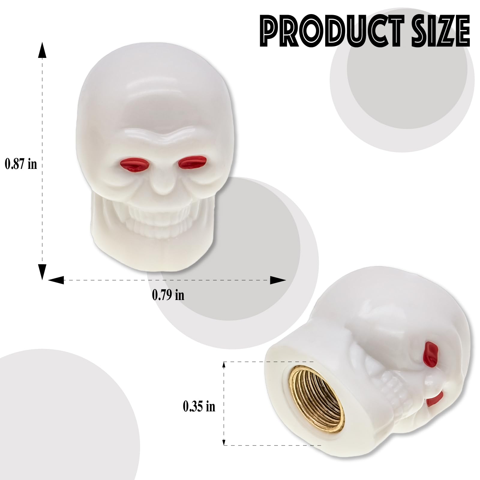 Meajoo 6Pcs Skull Style Tire Valve Stem Caps, With O Rubber Ring, Universal Copper Core Tire Valve Stem Covers For Cars, Suv, Tr