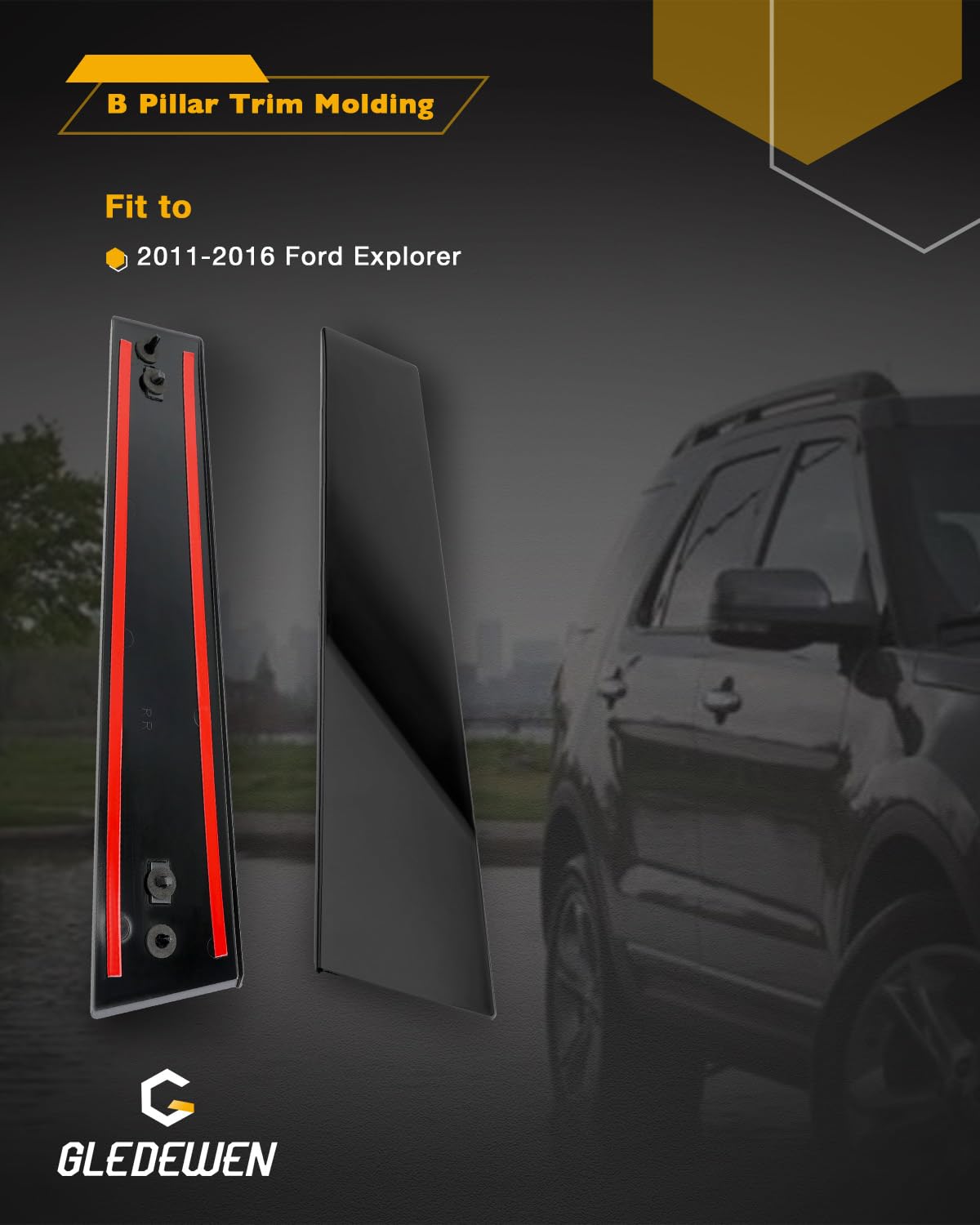 B Pillar Trim Molding, 926-448 926-449, Compatible With 2011-2016 Ford Explorer, Front Door Diver And Paseenger Side, Bb5Z-78205