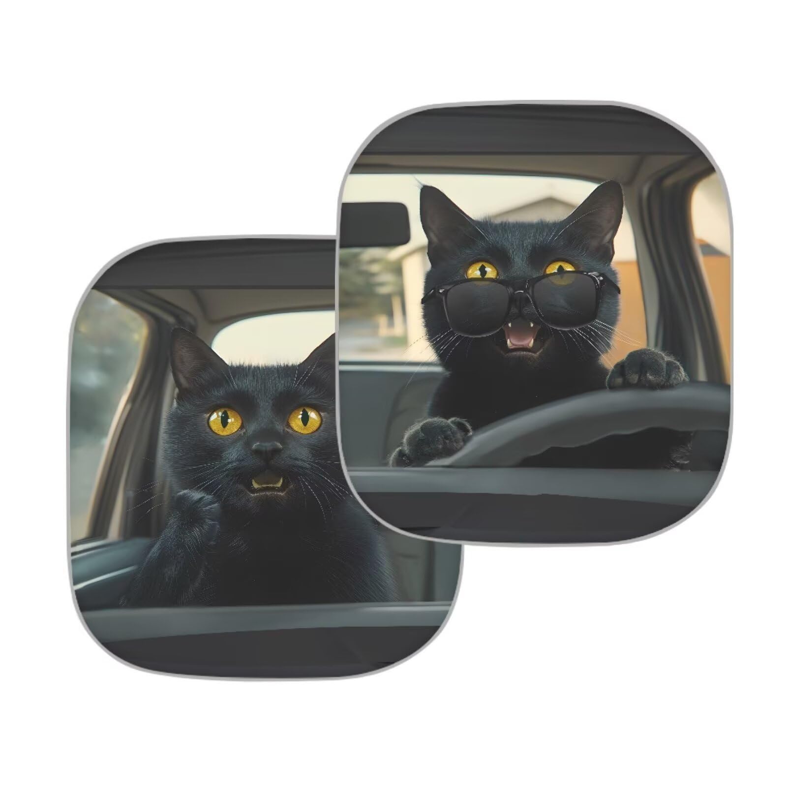 Renewold Novelty Black Cat Animal Driving Car Windshield Sun Shade Shield Portable Auto Sunshade Vehicles Sun Visor Fits For Mos
