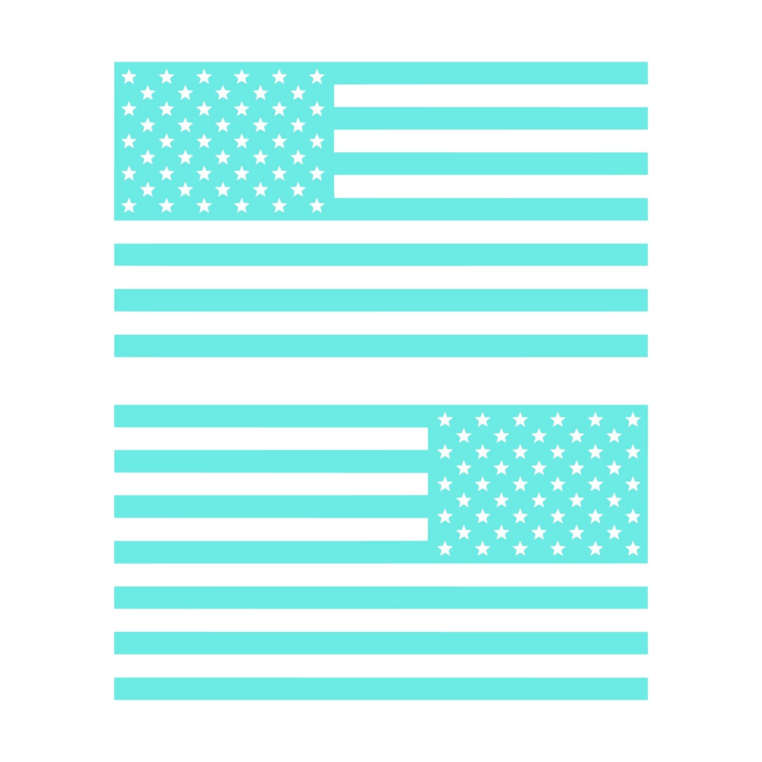 American Us Flag [Pick Color/Size] Vinyl Decal Sticker For Laptop/Car/Truck/Window/Bumper (5In Subdued Pair, Matte Tiffany Blue)