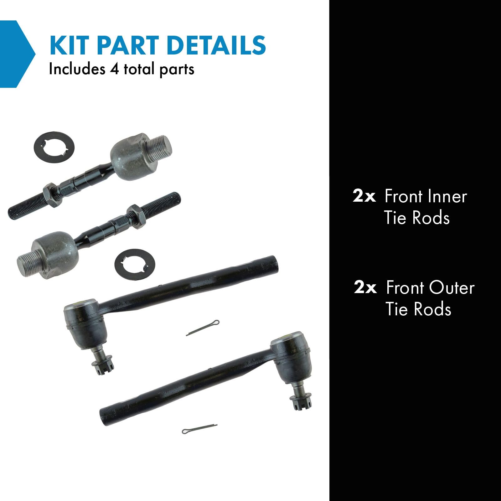 Trq Front Tie Rod Set Compatible With 2009-2013 Mazda 6