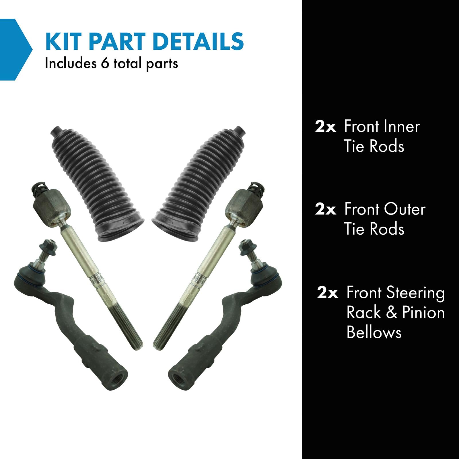 Trq Front Steering Kit Steering Rack & Pinion Bellow Tie Rod Compatible With 2009-2015 Audi A4 A4 Quattro 2010-2012 A5 2008-2012