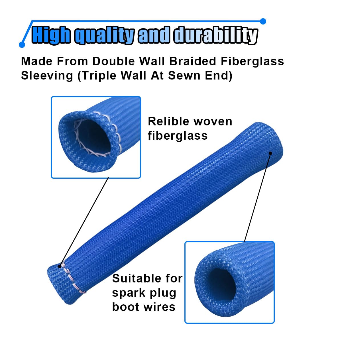 8PCS Spark Plug Wire Heat Shield Sleeve, 1500 Spark Plug Wire Cover Wrap for SBC BBC 350 454, 6 Inch Spark Plug Boot Protector S