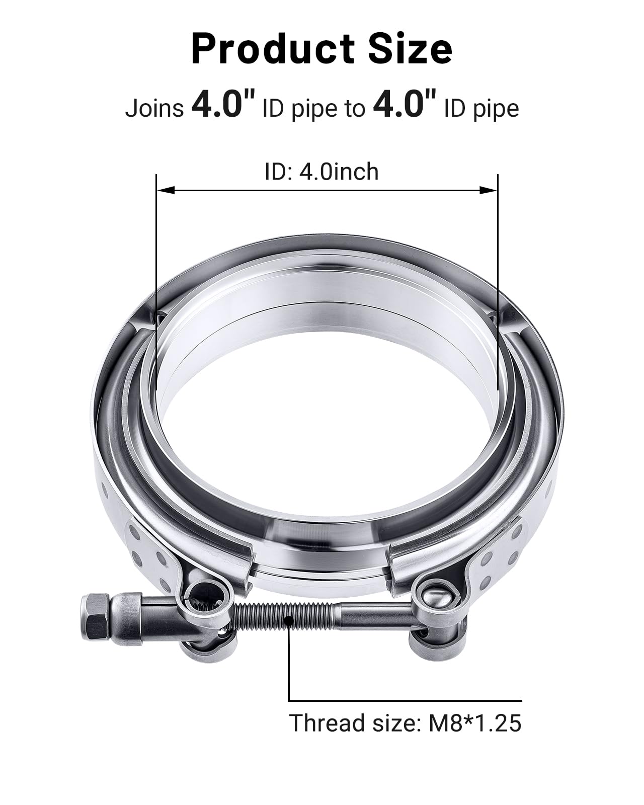 Evil Energy V Band Clamp With Flange Male Female Stainless Steel (4, 4.0'')