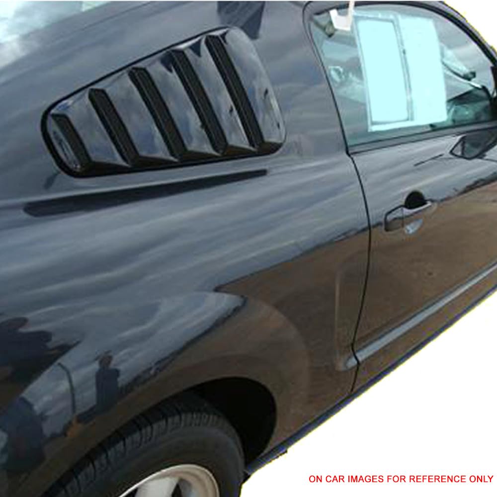 Ikon Motorsports, Window Delete Panels Compatible With 2005-2009 Ford Mustang V6, Factory Style Unpainted Pp Sun Rain Shade Guar