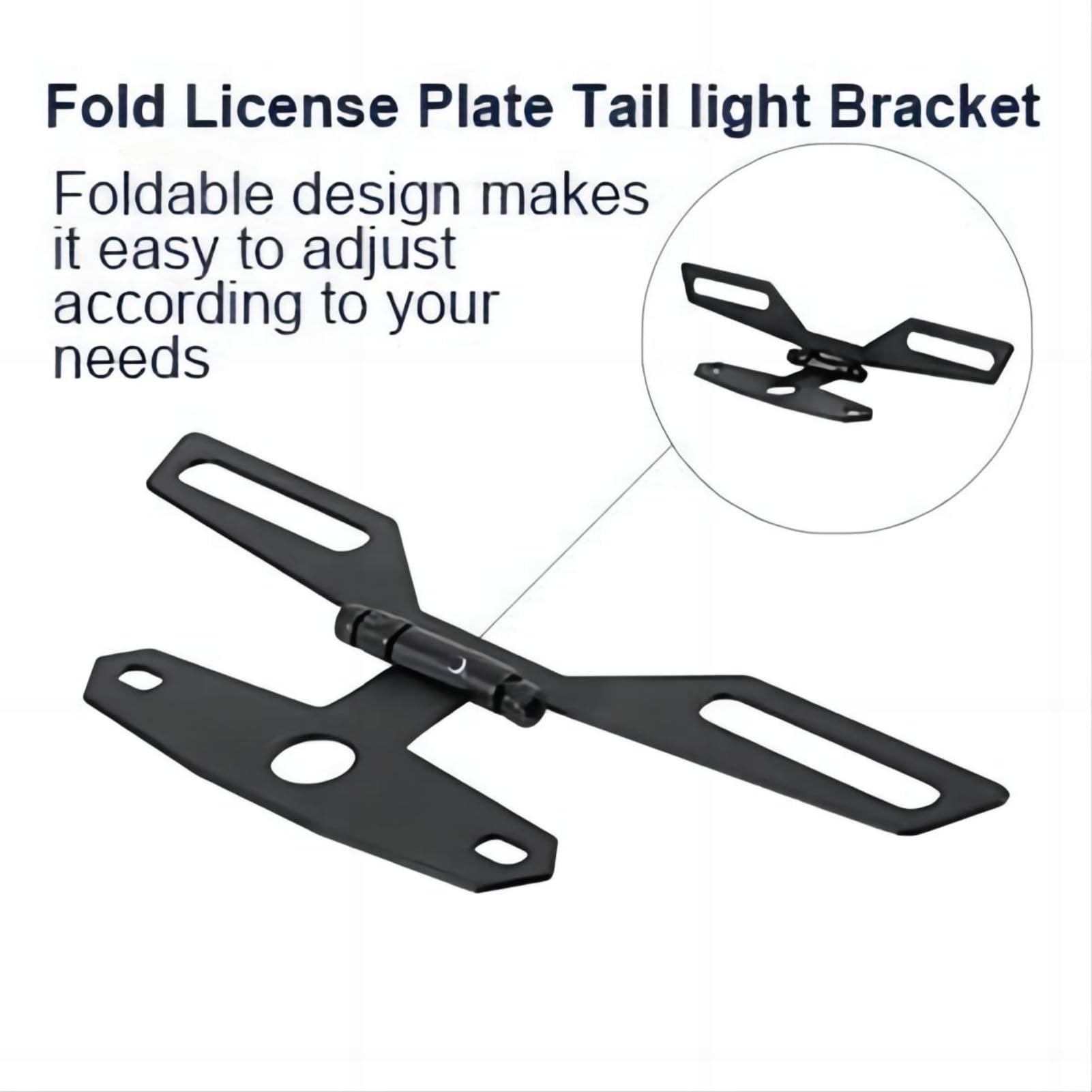 Adjustable Motorcycle License Plate Mount Holder Bracket- Universal Fold License Plate Tail Light Holder
