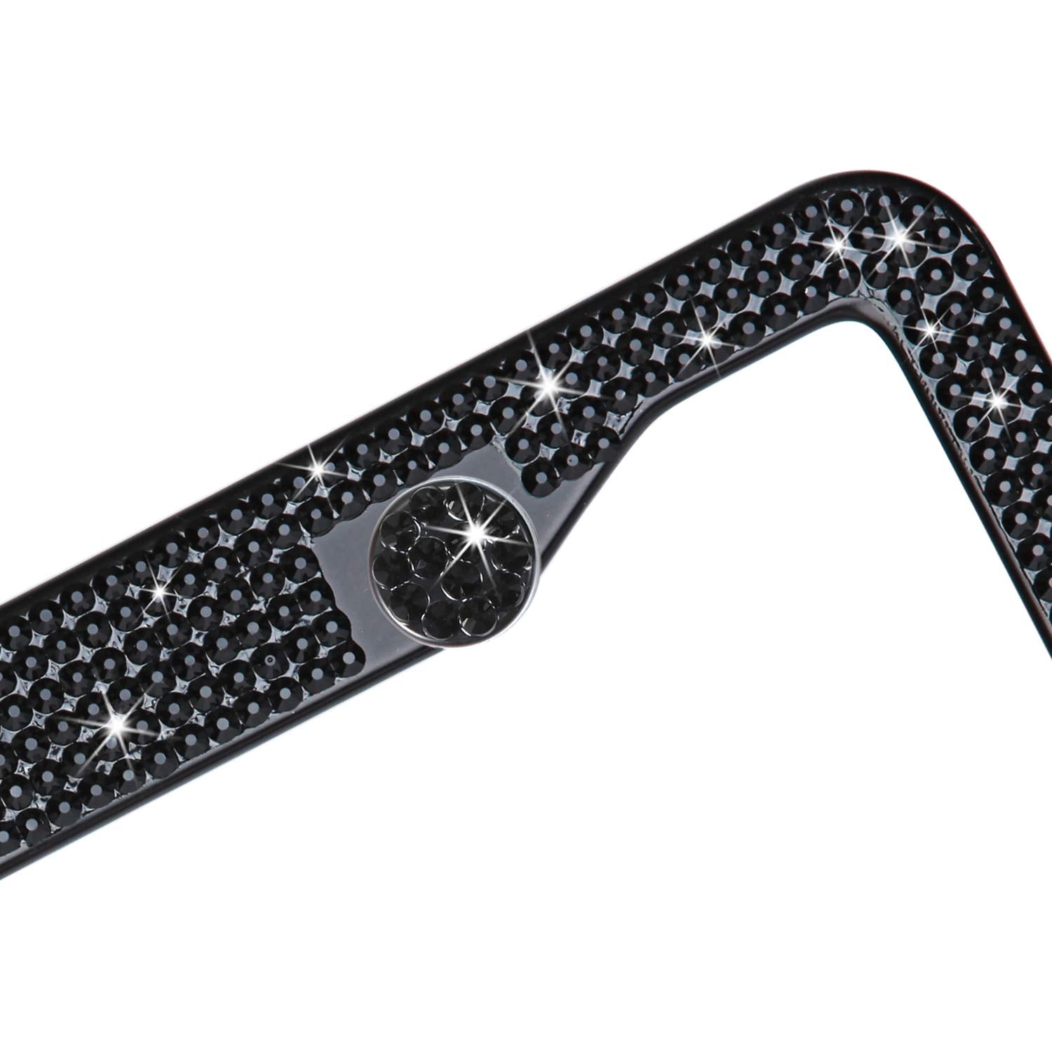 TZARROT Black Rhinestone Bling License Plate Frame, Metal Rust-Proof License Plate Cover Bling Car Accessories for Women Man
