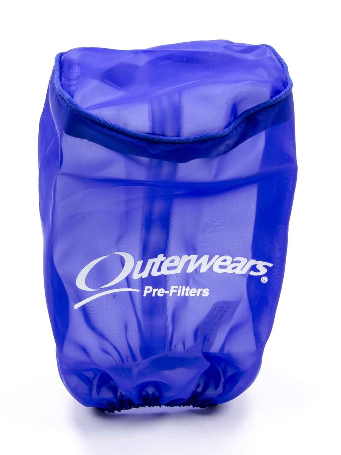 Outerwears Air Filter Wrap, Pre Filter, 31/2 in OD, 6 in Tall, Top, Polyester, Blue, Each