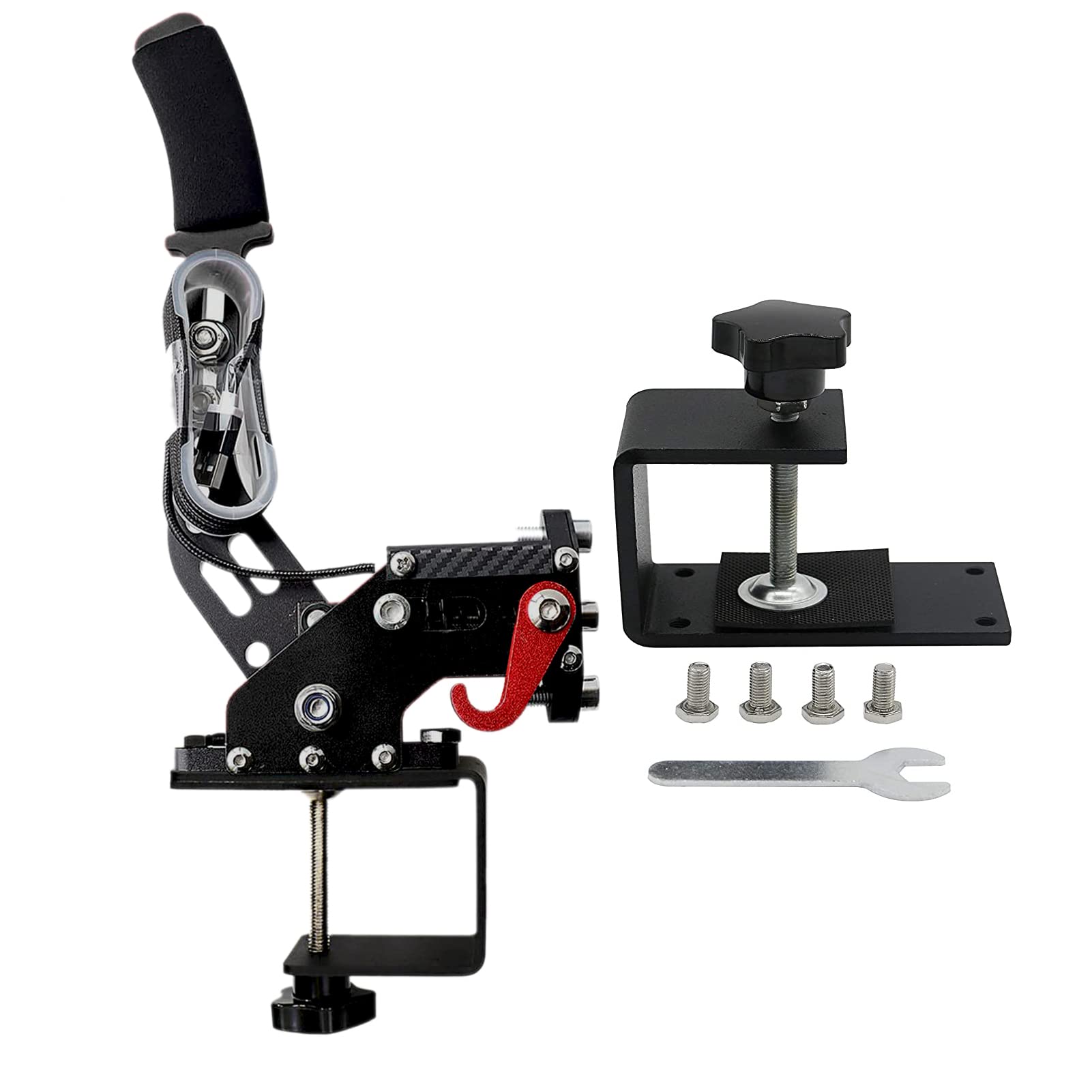 Obokidly Upgrade 2-In-1 Usb Handbrake Support G29 Compatible With Ps4/Ps5 + Pc For Simracing Game Sim Rig With Clamp (Black)