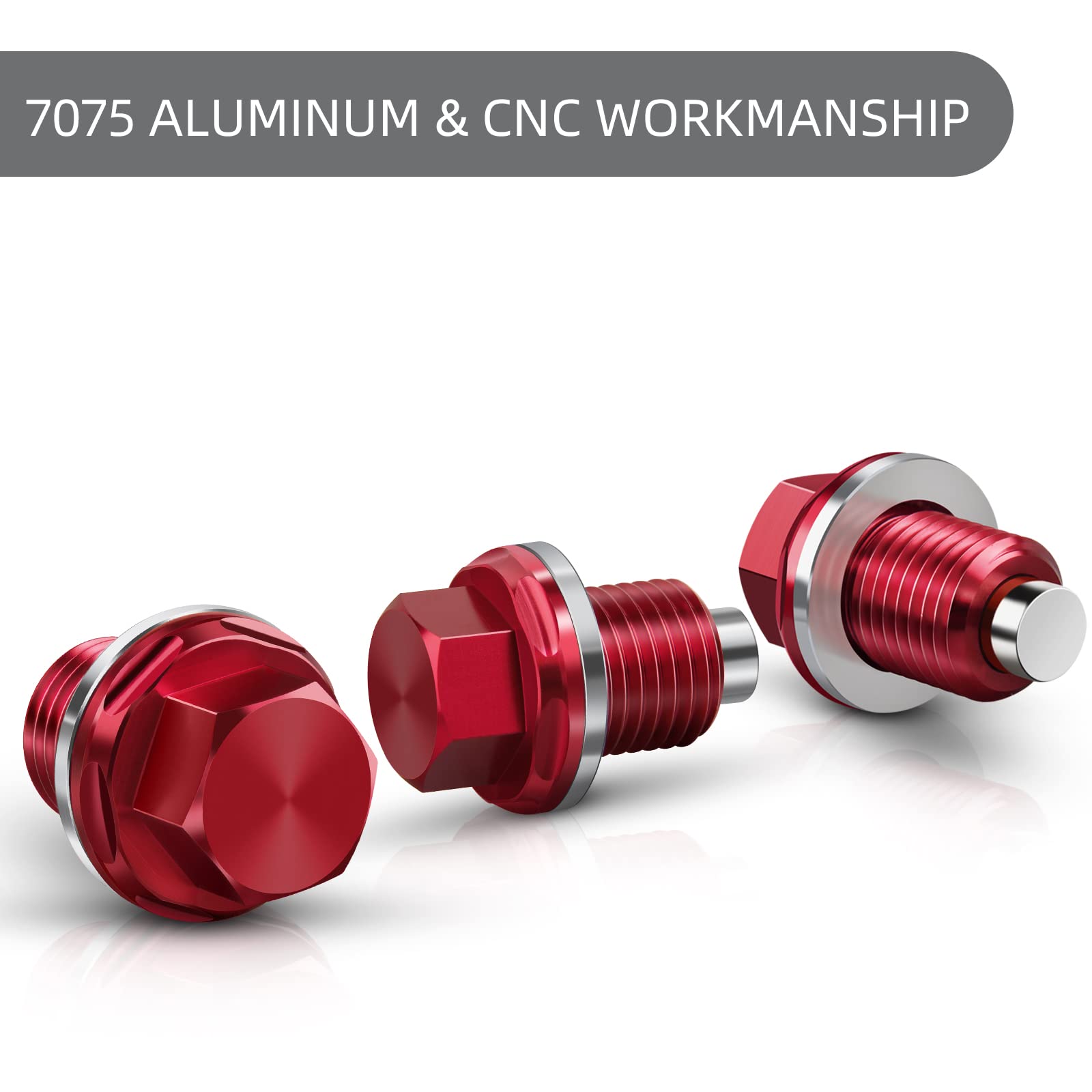 M12 X 1.5 Magnetic Oil Drain Plug 7075 Aluminum Cnc Craft With Crush Washer Gaskets Replacement For Bmw Benz