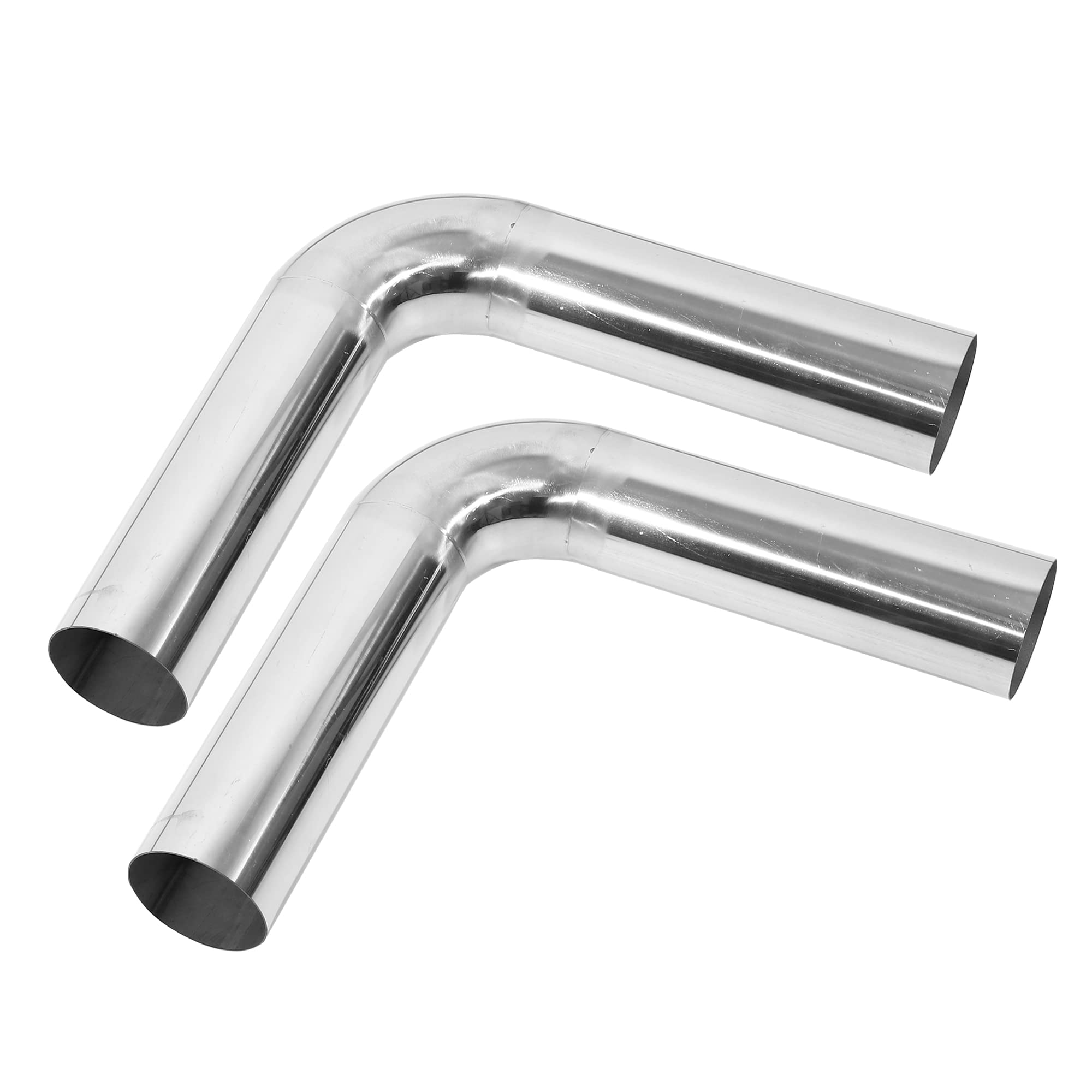 X AUTOHAUX 2 Pcs 90 Degree Bend 3'' OD Car DIY Custom Mandrel Exhaust Pipe 3 Inch Tube Pipe 12.99 Inch End to End T304 Stainless