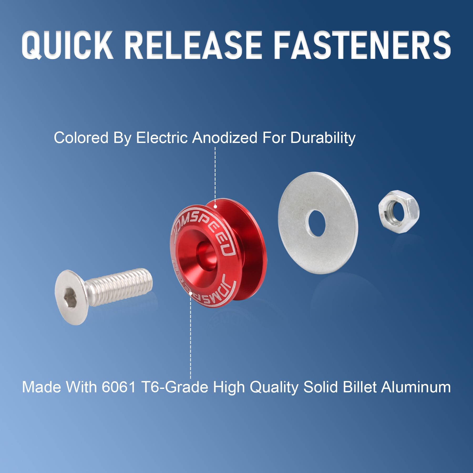 Jdmspeed Red Universal Cnc Billet Bumper Trunk Quick Release Fastener Kit
