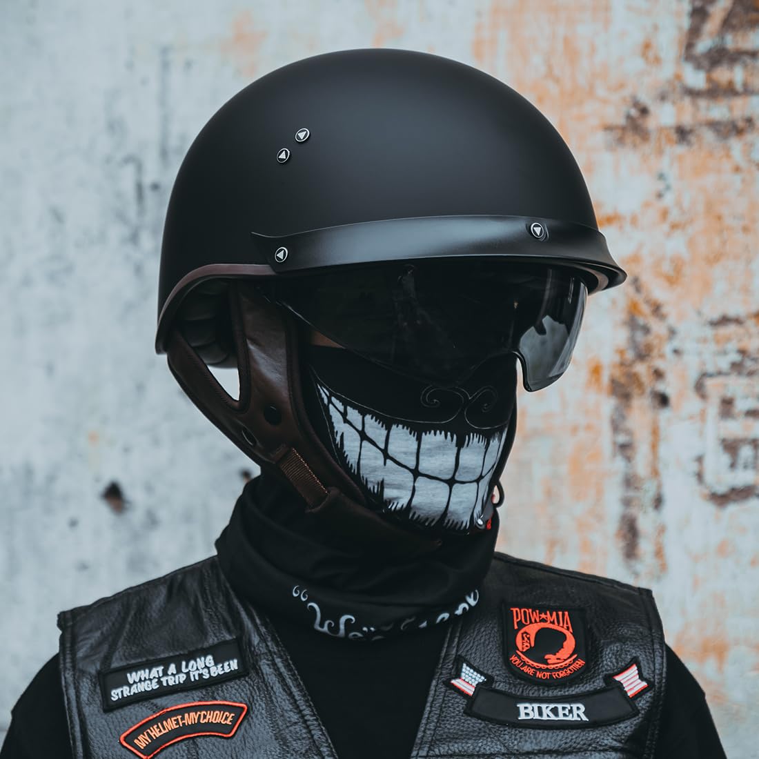 Vcoros Motorcycle Half Face Helmet F-07 With Sun Visor Quick Release Buckle Dot Approved Adult Helmets For Cruiser Chopper Moped