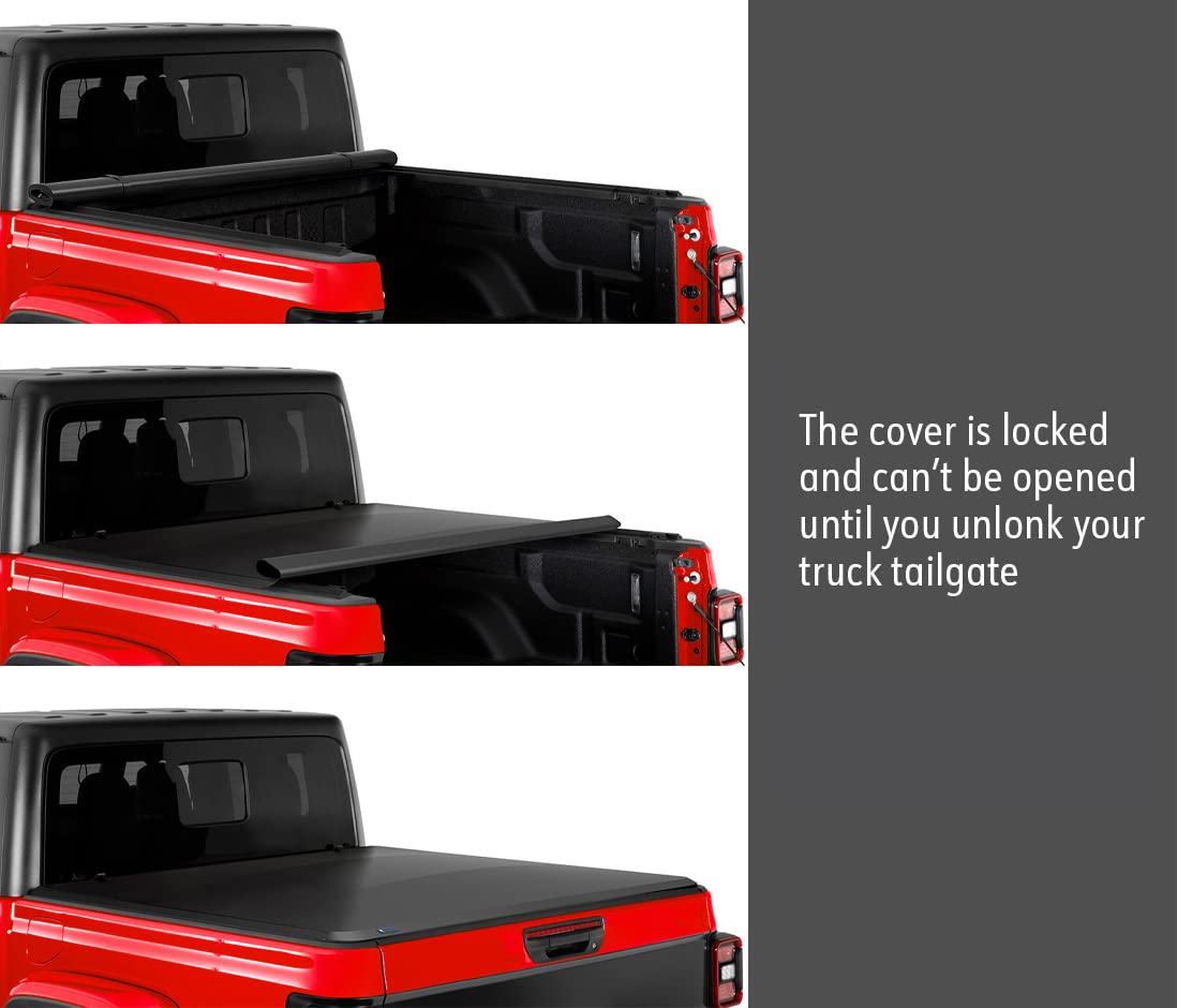 Maxmate Soft Roll-Up Truck Bed Tonneau Cover Compatible With 2020-2024 Jeep Gladiator Jt | 5' (60') Bed | Tcj169060