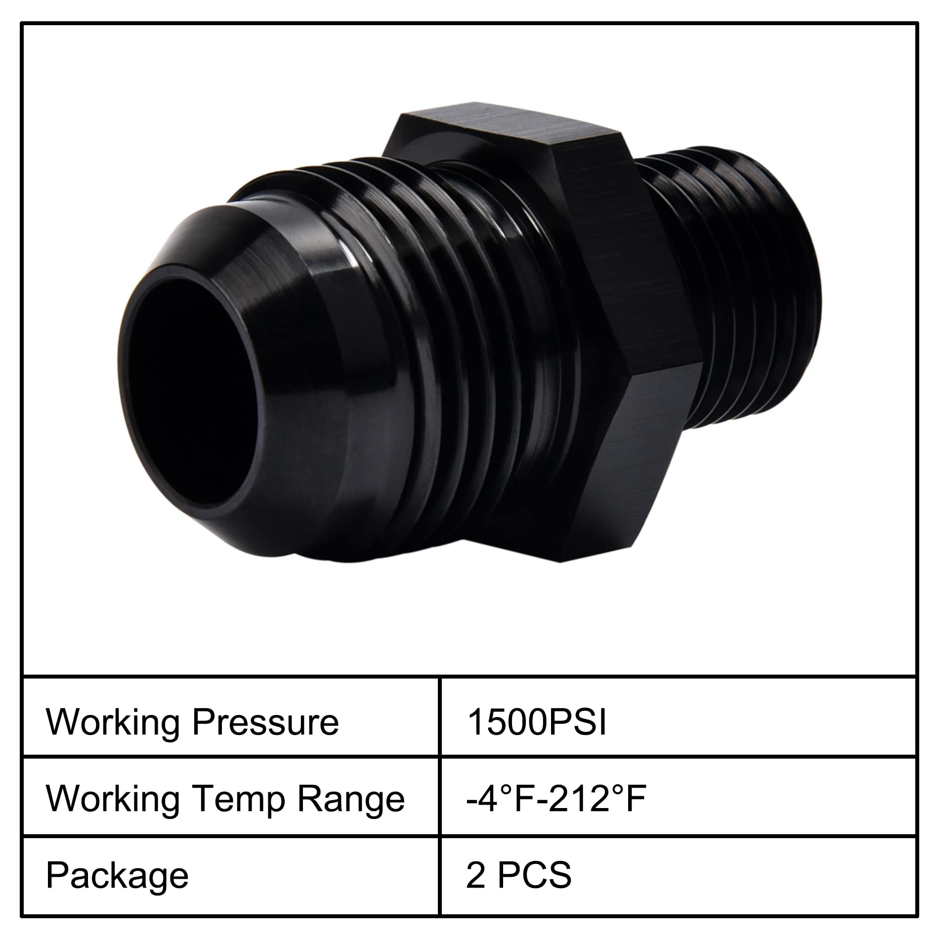 Evil Energy 10An Male Flare To M16 X 1.5Mm Male Metric Fitting Adapter Aluminium Alloy 2Pcs