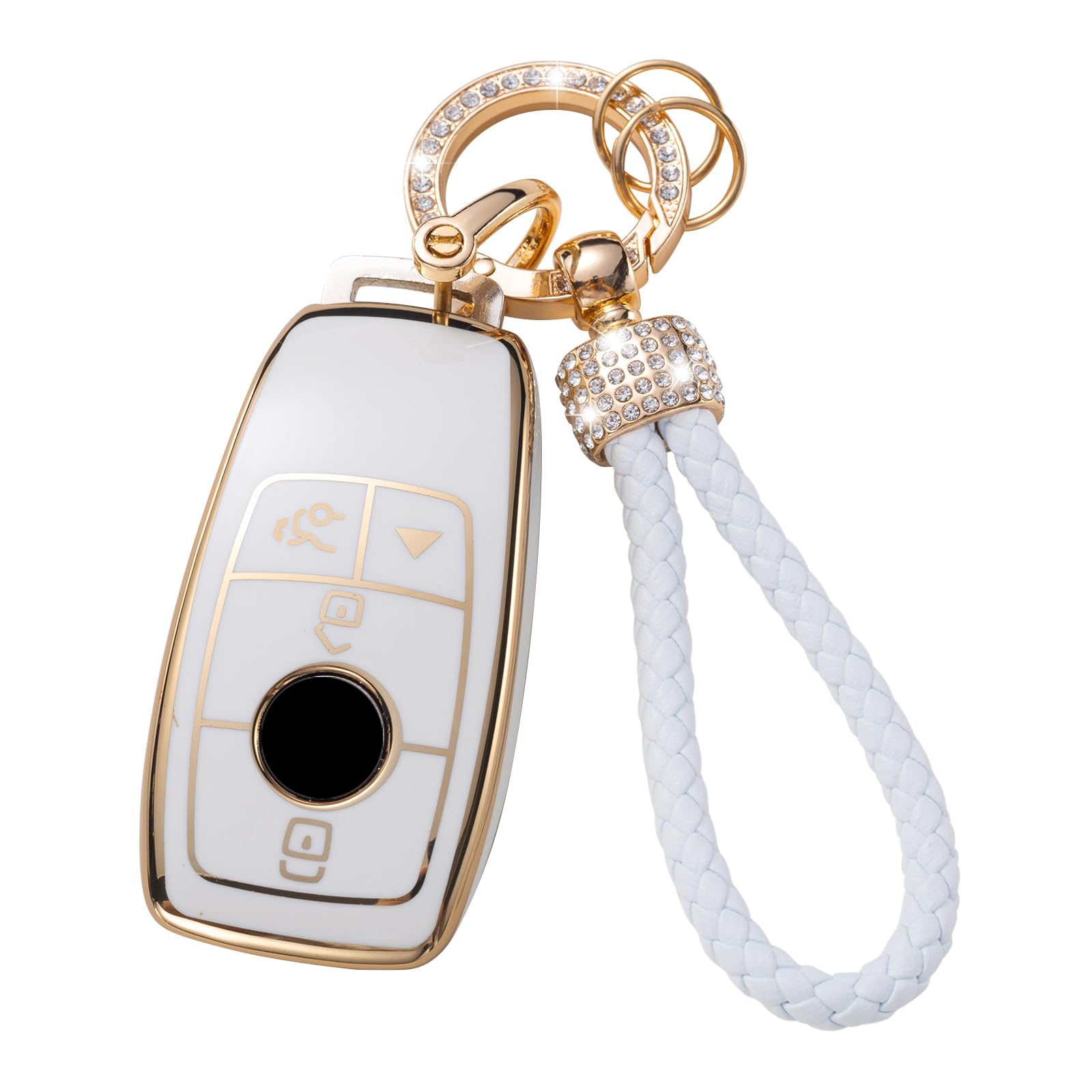 Gematay For Mercedes Benz Key Fob Cover With Lanyard, Soft Tpu Key Case Shell Compatible With A-Class C-Class G-Class 2017-2020