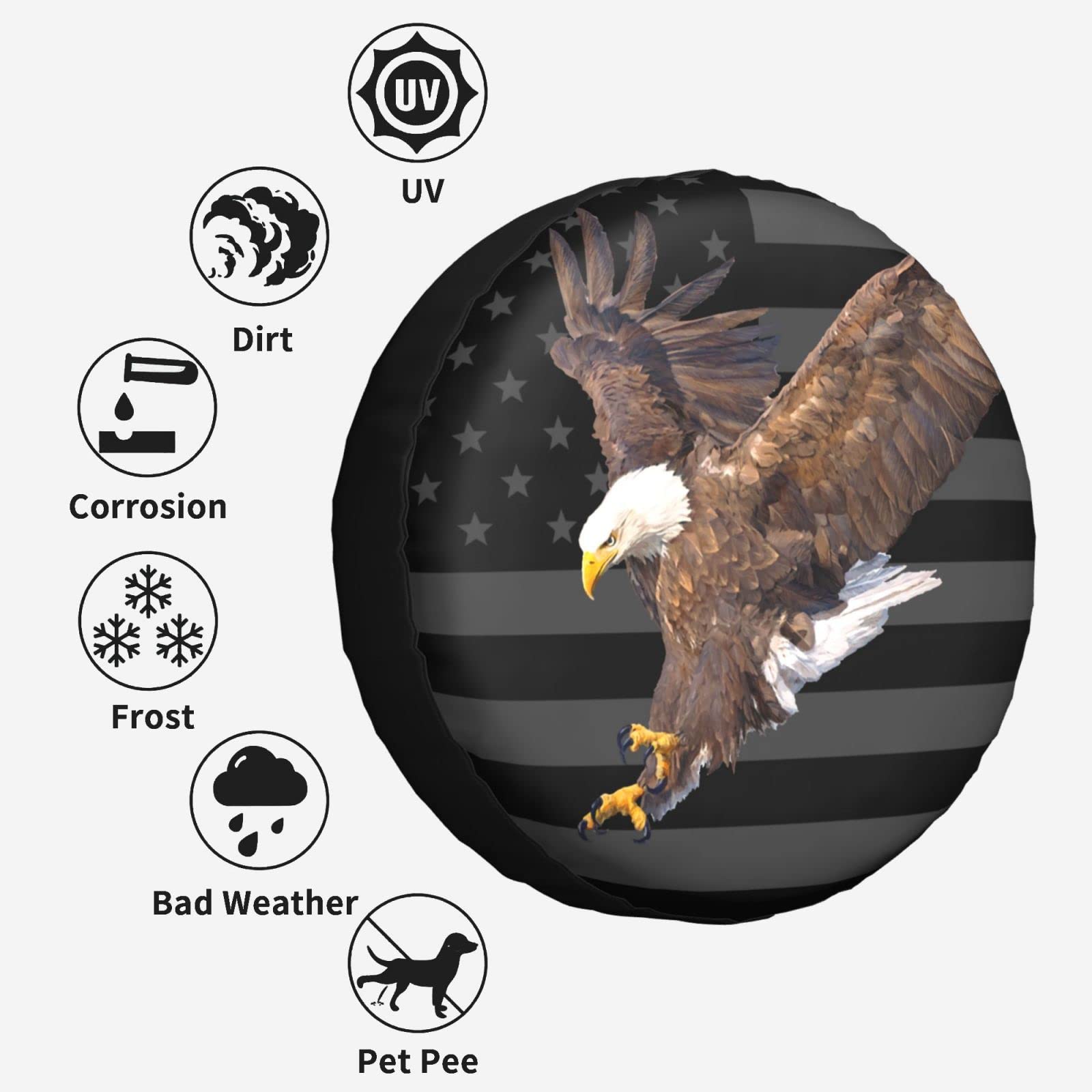 Spare Tire Cover American Flag Eagle Covers Weatherproof Wheel Protector Universal Fit For Camper Trailer Rv Suv Truck 15 Inch