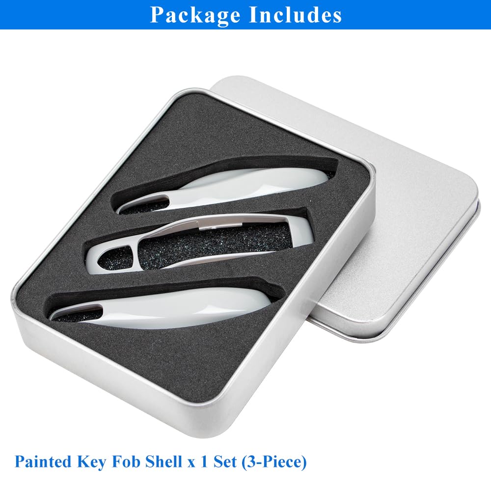 Aerobon 3-Piece Painted Key Cover Key Fob Shell Compatible With Porsche Key Shell Replacement (Mk1, Chalk)