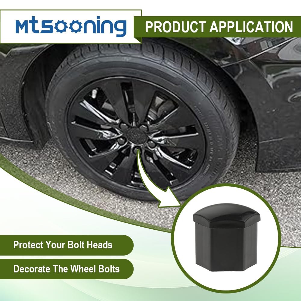 Mtsooning 21 Pcs Car Wheel Nut Caps, 19mm Universal Nut Lug Covers, Auto Hub Bolt Head Protector with Remover Clip, Black Anti-Rust ABS Auto Trim Tyre Protection Cap
