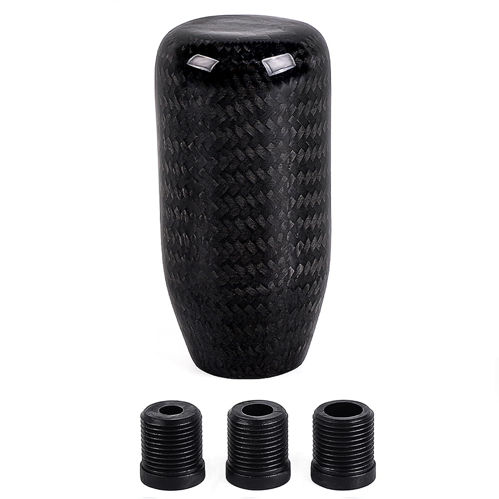 Carbon Fiber Shift Knob Long Modified Carbon Fiber Stand Head Gear Shift Knobs For Most Automobile With 3 Adapters (Carbon Fiber