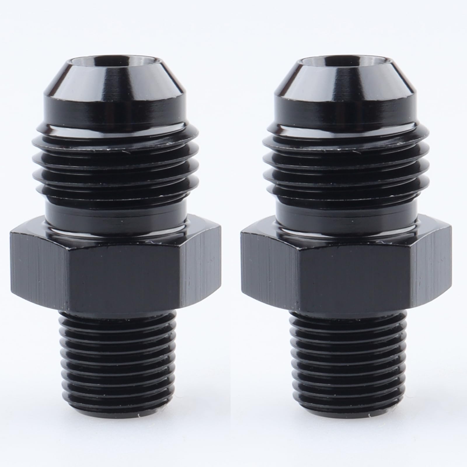 Ac Performance Male 1/8'' Npt To -6 An Flare Adapter Straight Aluminum Black, Pack Of 2
