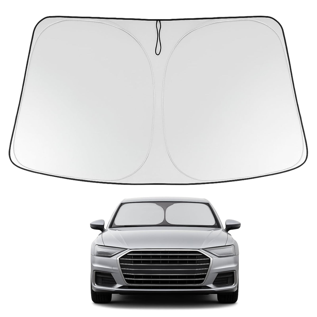 Proadsy 2025 Upgrade Windshield Sun Shade Custom Fit 2019-2023 2024 2025 Audi A6 Foldable Front Sunshade Protector Sun Visor Blo
