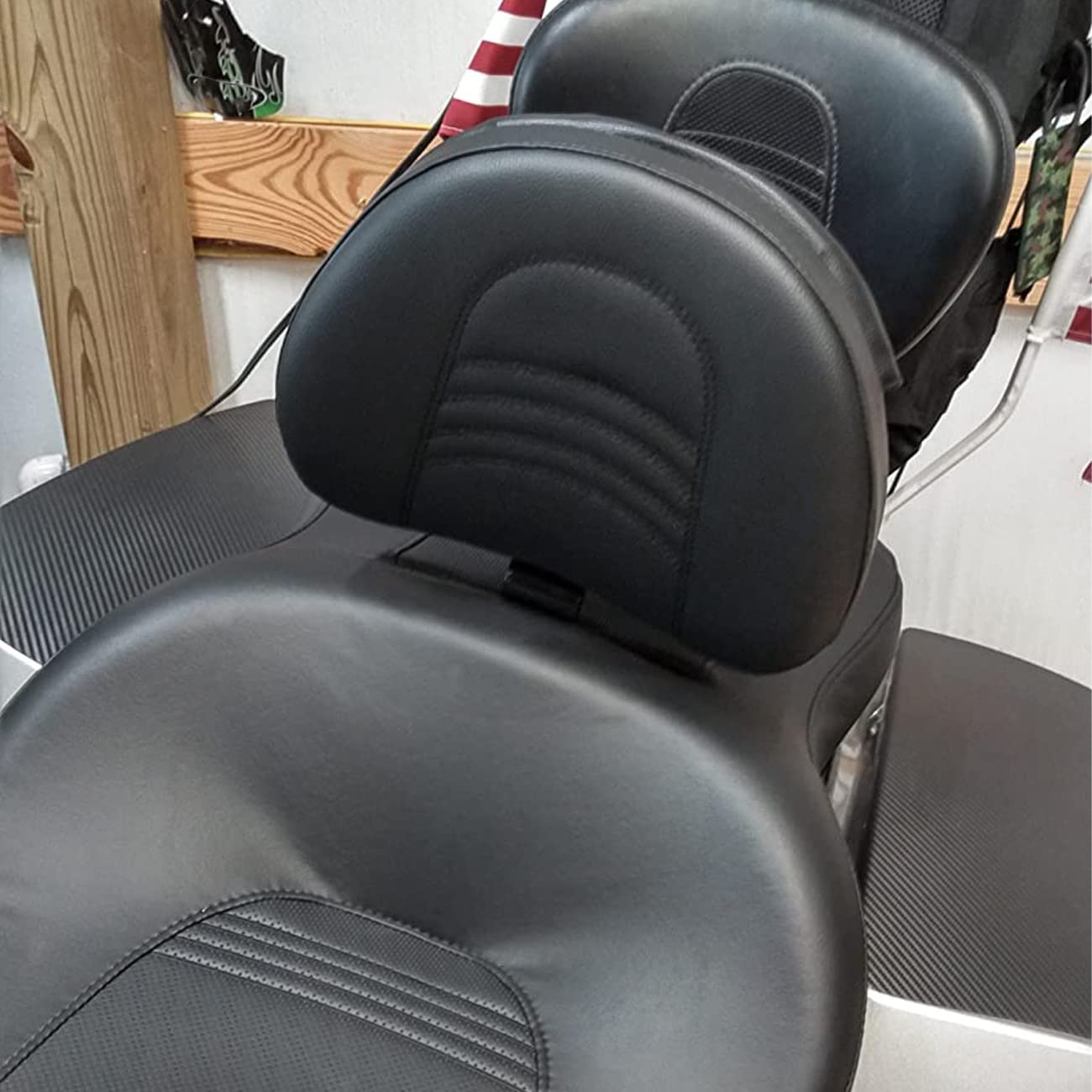 Aufer Adjustable Plug-In Heavy Duty Driver Rider Backrest Kits Custom Made Compatible With For 1997-2020 2021 2022 2023 2024 Touring Road King Street Glide Road Glide Electra Glide,Black