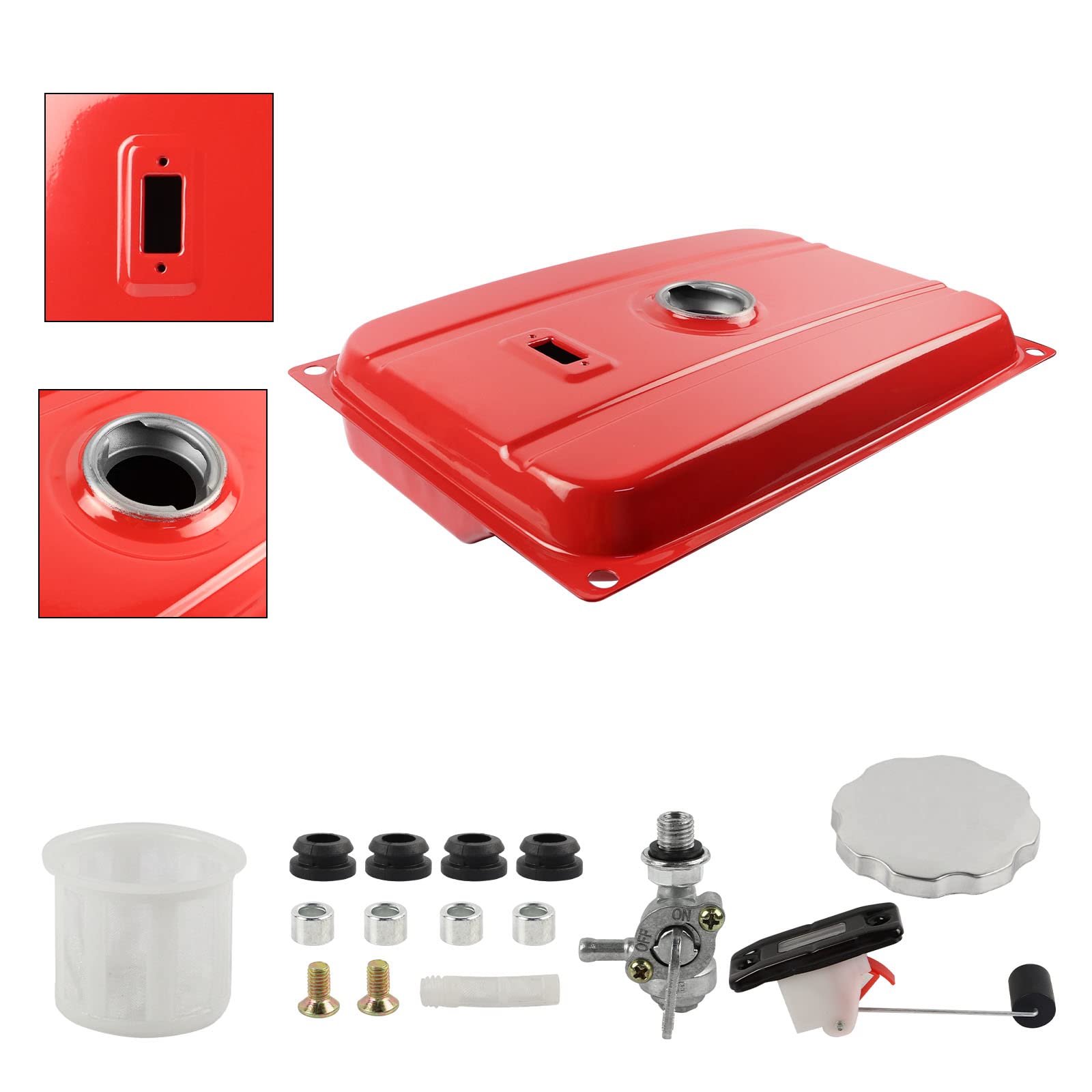 Flypig 2-3Kw Red Universal 5 Gallon(Us) Generator Fuel Tank 18.9 L Secondary Gas Tank Generator Petcock Filter Gauge Cap Assembl