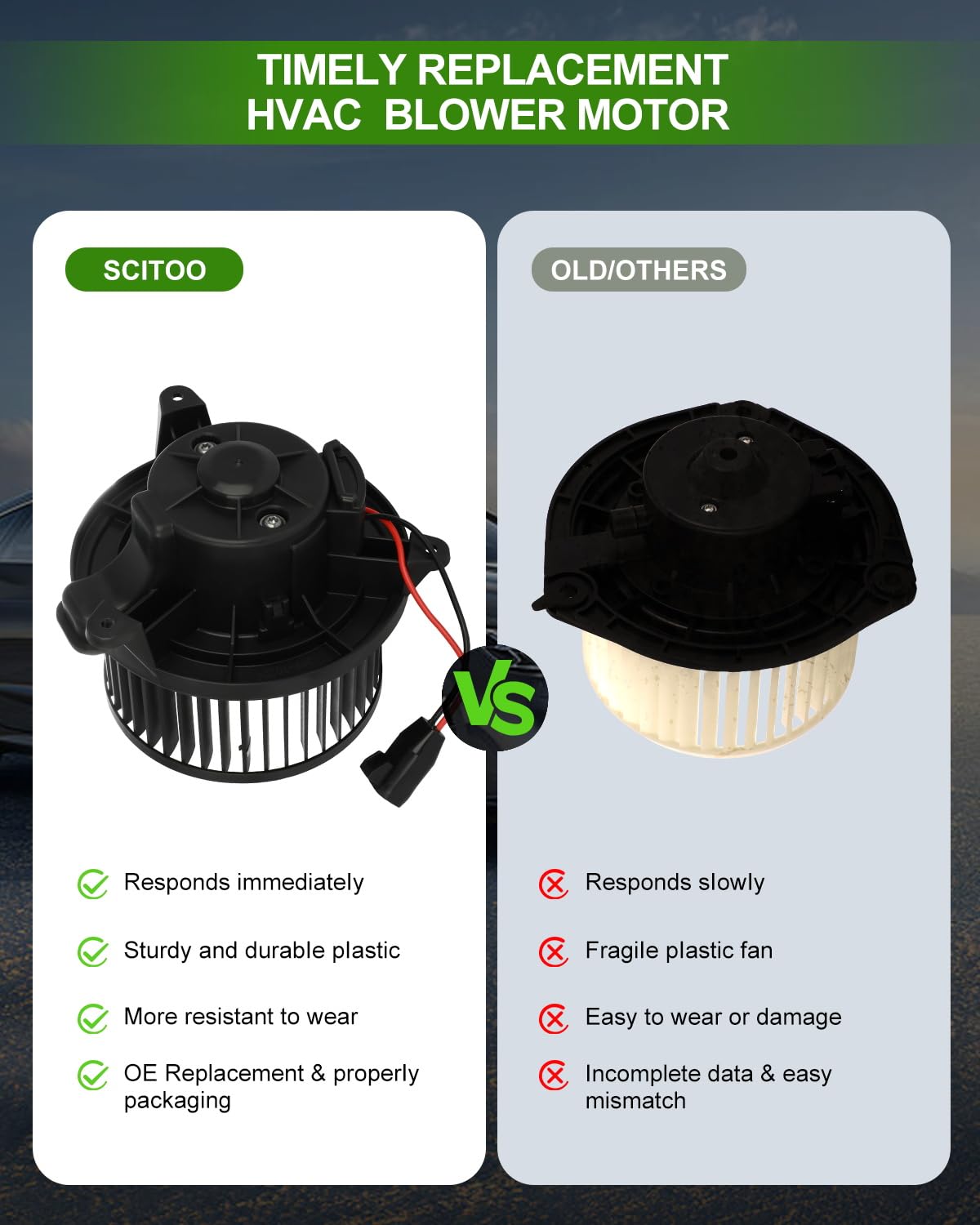 Scitoo Heater Blower Motor For Nissan 700175 Hvac Blower Motor Assembly With Fan Cage Fit For Nissan 2005-2019 Frontier, 2005-20