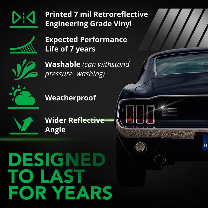 Bright Knight Reflective Flag Sticker, 3'' X 5.75'' Blue American Flag Sticker Reflective Mirrored 1 Pair With Retro-Reflective