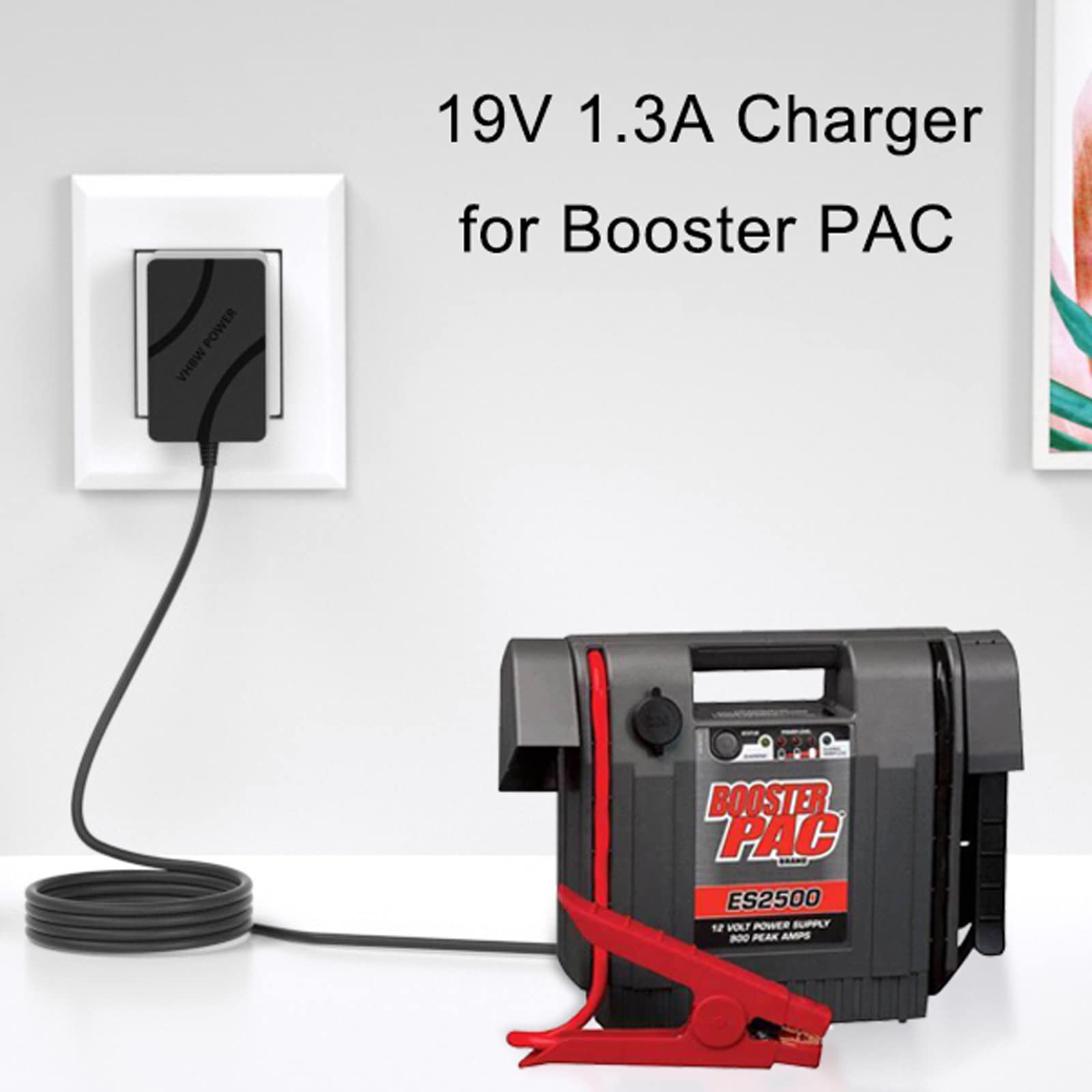 Replacement For Booster Pac Es2500 Charger, 19V Booster Charger Cord Compatible With Booster Pac Es2500 Es5000 Es5500, Es2500C Es6000 Esa217 J900 Esa22 J900 Jump Starter Power Cord
