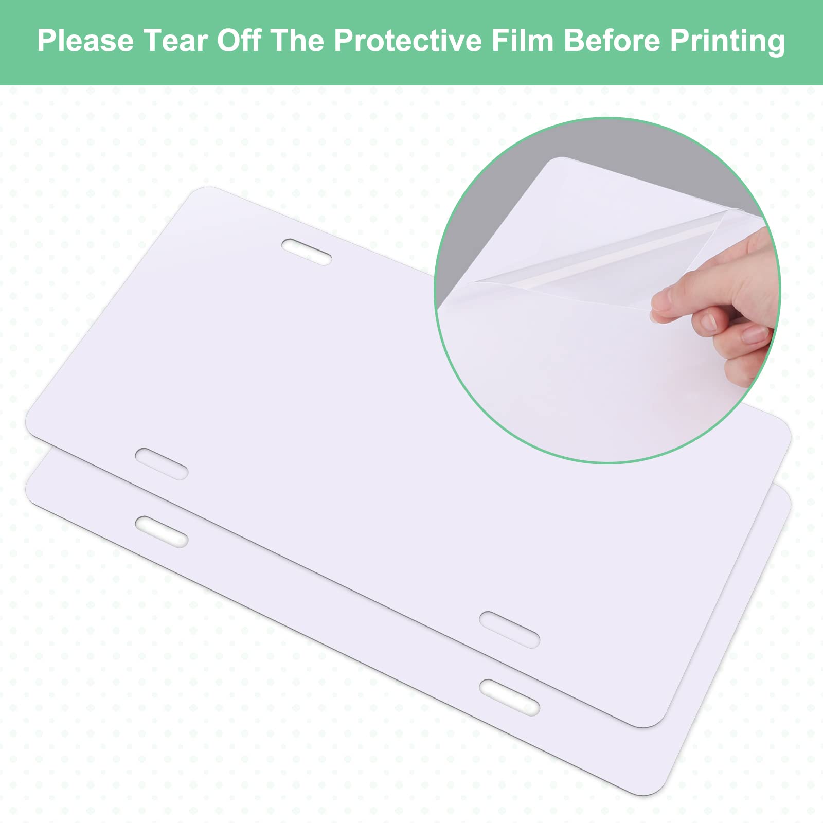 10 Pack Sublimation License Plate Blanks, Metal Aluminum Automotive Front License Plate Tag, Heat Thermal Transfer Sheet Diy Pic