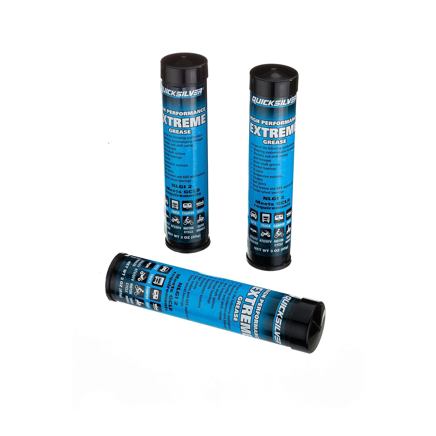 Quicksilver 8M0071837 High Performance Extreme Grease/Lubricant With Ptfe, 3-Oz. Cartridges, Pack Of 3