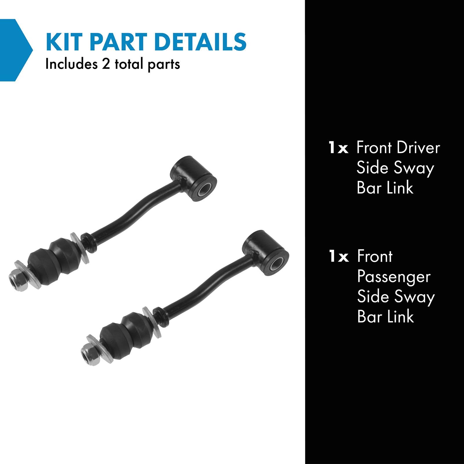 Trq Front Sway Bar Stabilizer Link Set Compatible With 1991-2001 Jeep Cherokee 1991-1992 Comanche 1993-1995 Grand Cherokee 1993