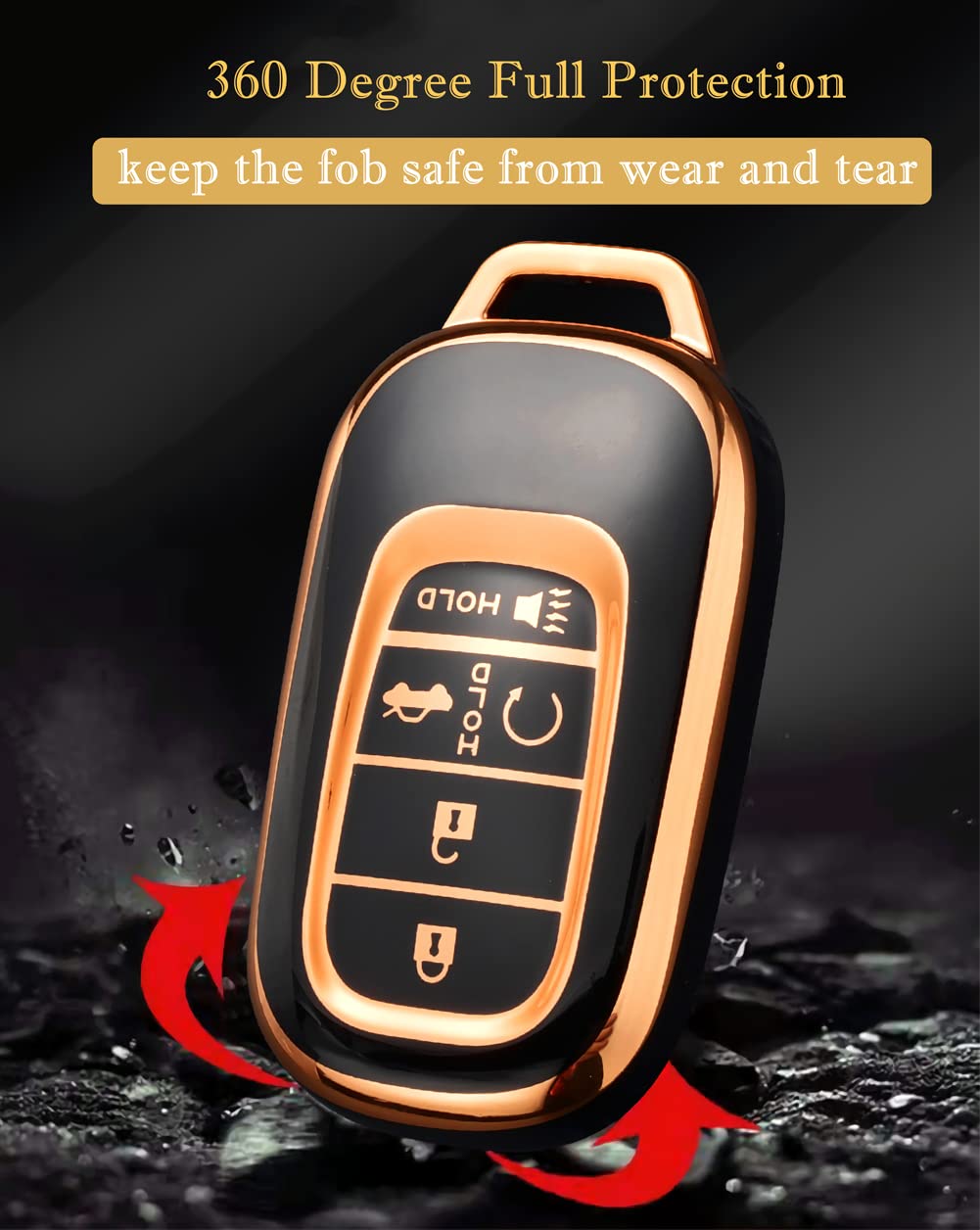 Cacacar For Honda Key Fob Cover With Keychain, Premium Soft Tpu Full Protection Key Fob Case For Honda Accord Civic Smart Remote