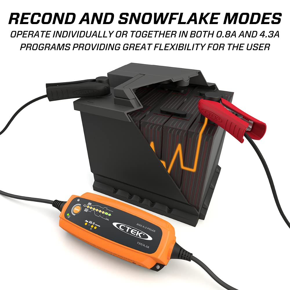 Ctek (56-958) Mus 4.3 Polar 12 Volt Fully Automatic Extreme Climate 8 Step Battery Charger