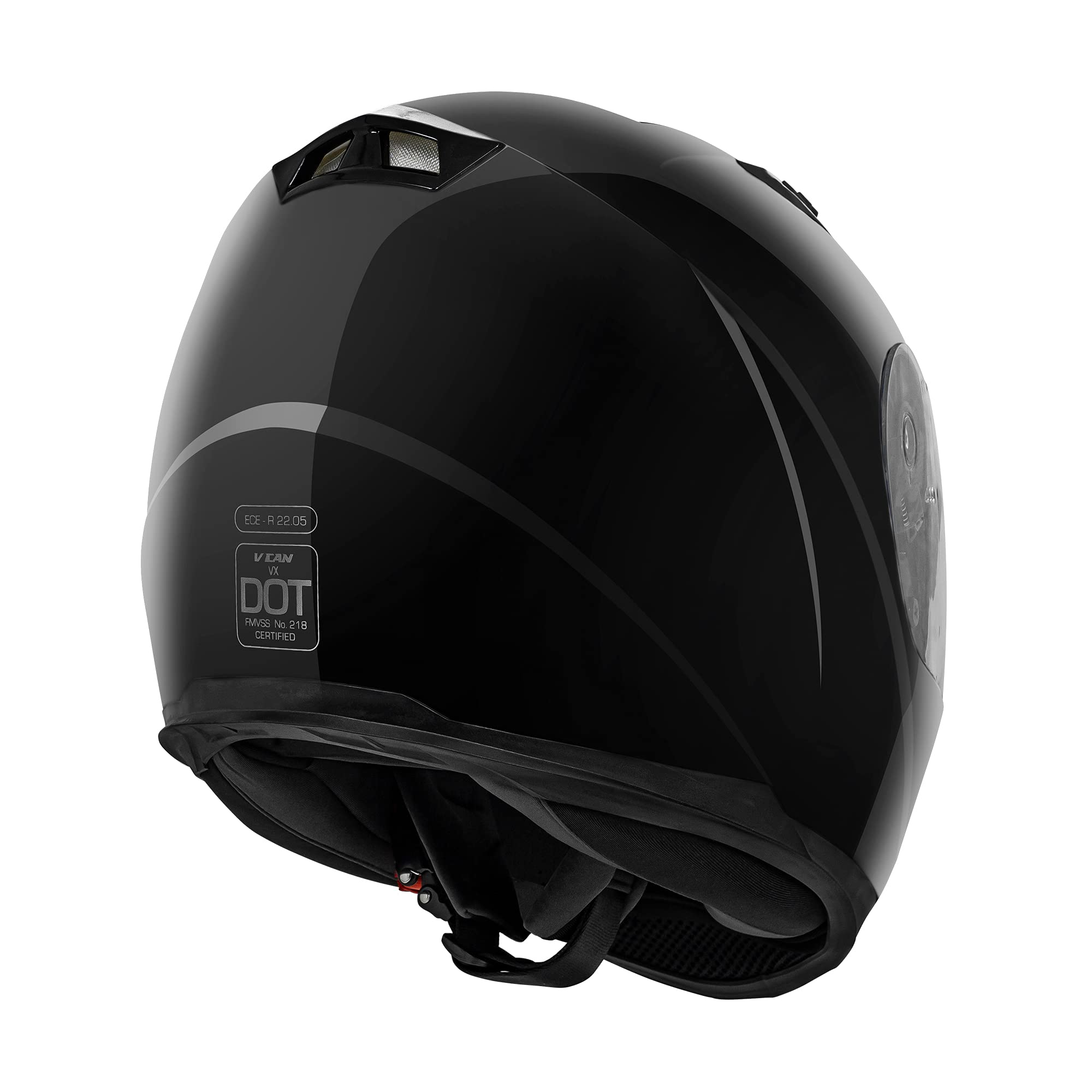 Vcan Vx Lightweight Full Face Motorcycle Street Bike Helmet With Extra Tinted Visor Dot Approved (Gloss Black, Large)