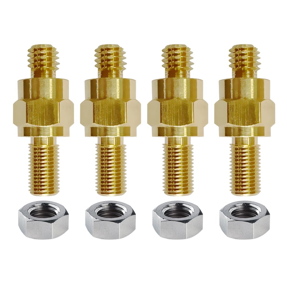Ampper 3/8 ''-16 & 3/8 ''-24 Brass Long Stud Side Post Battery Terminal Bolt, Standard Battery Side Post Extender Stud Compatibl